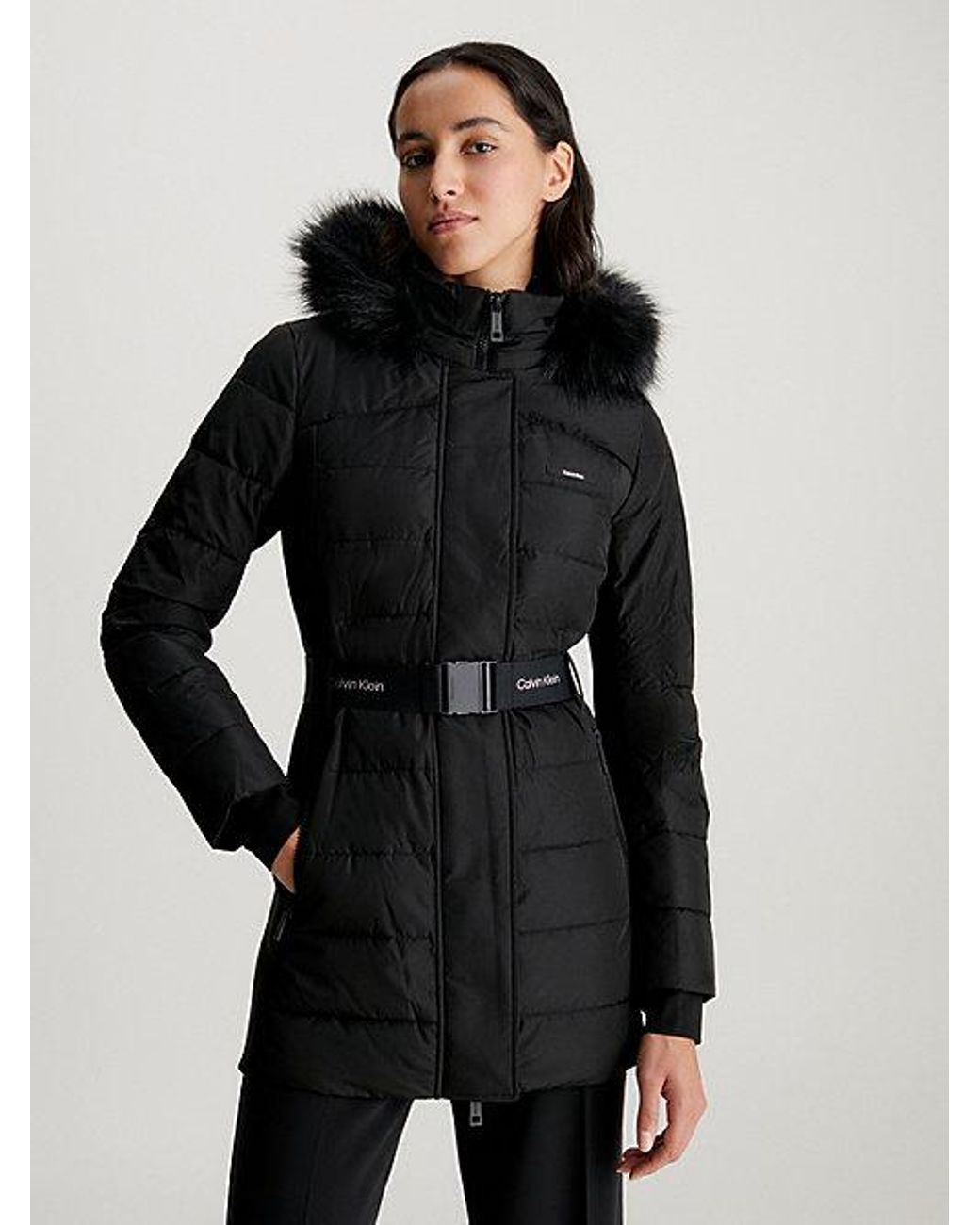 Chaqueta Chamarra Calvin Klein Mujer Gris Pluma Chamarra Calvin