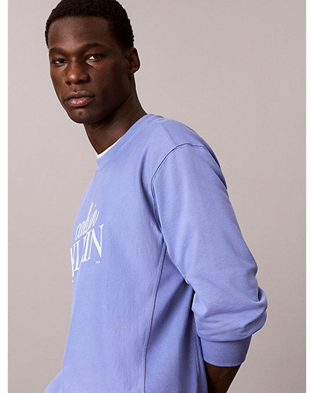 Calvin Klein Blue Jeans Premium Cotton Terry Logo Sweatshirt for men