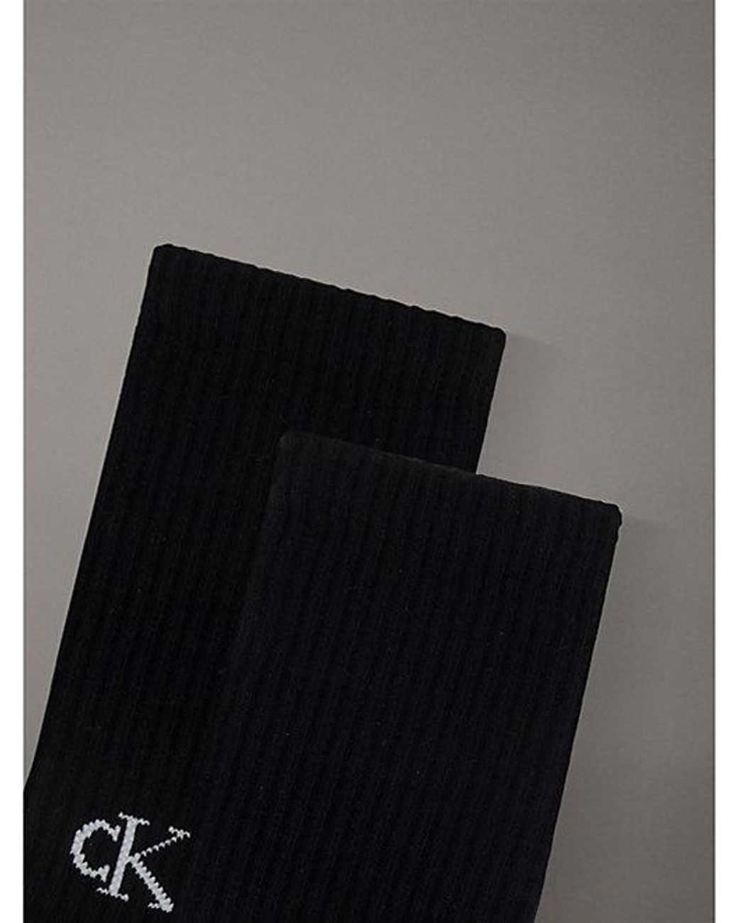 Calvin Klein Black Jeans 2 Pack Logo Tab Crew Socks