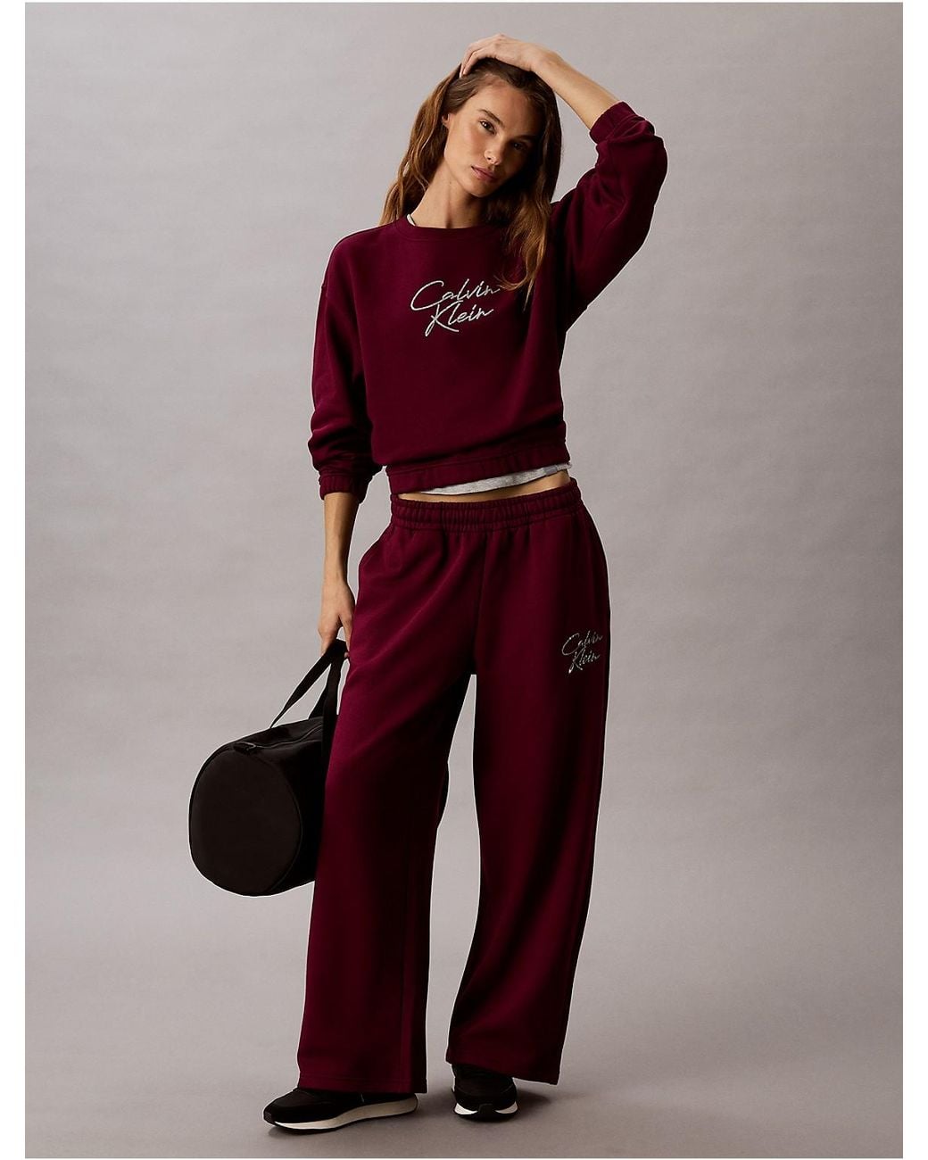 Calvin Klein Red Calvin Klein Sequin Script Logo Sweatshirt