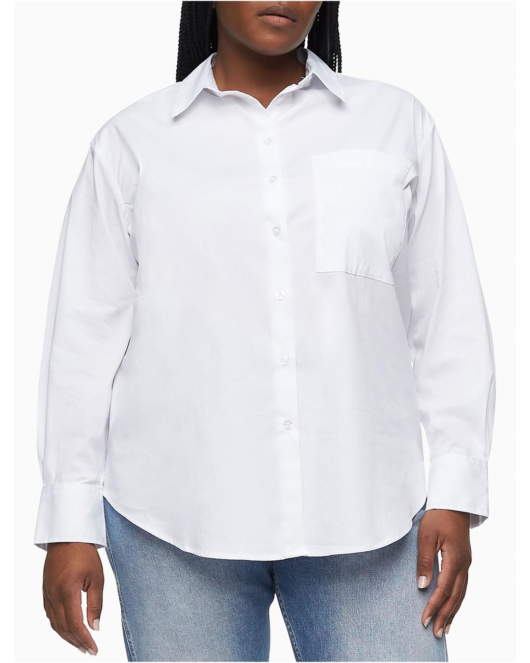 Calvin Klein Poplin Boyfriend Buttondown Shirt in White Lyst