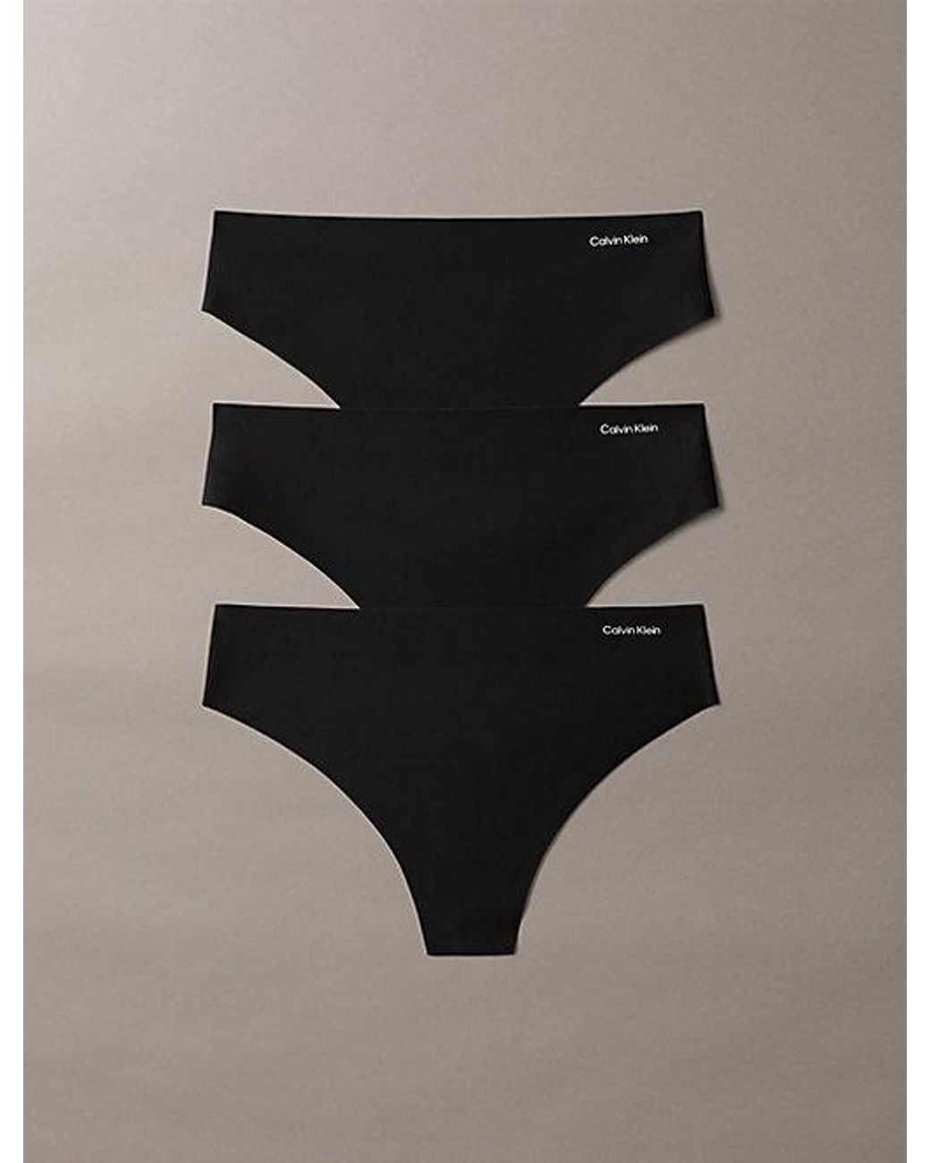 Calvin Klein Black 3 Pack Thongs Invisibles Microfibre Stretch