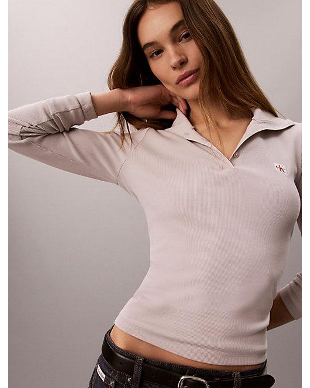 Calvin Klein Multicolor Jeans Ribbed Cotton Turtleneck Henley Top