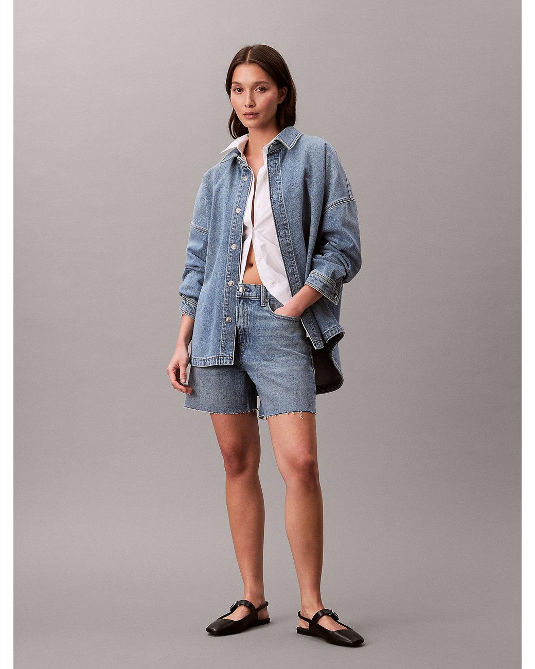 Camicia Button-Down Boyfriend di Calvin Klein in Blue