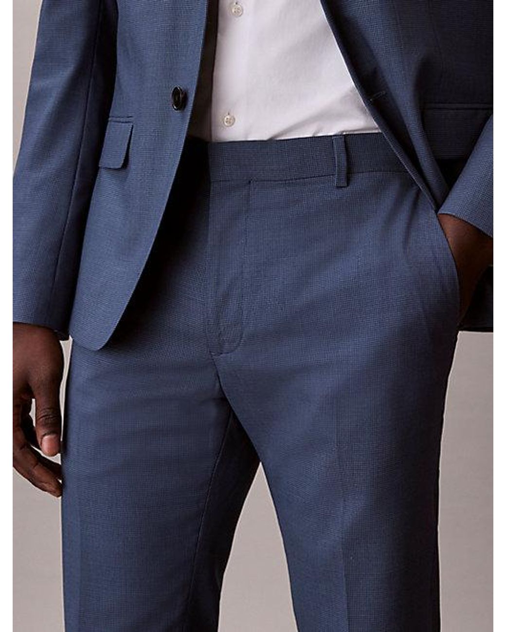 Calvin Klein Blue Houndstooth Slim Trousers for men