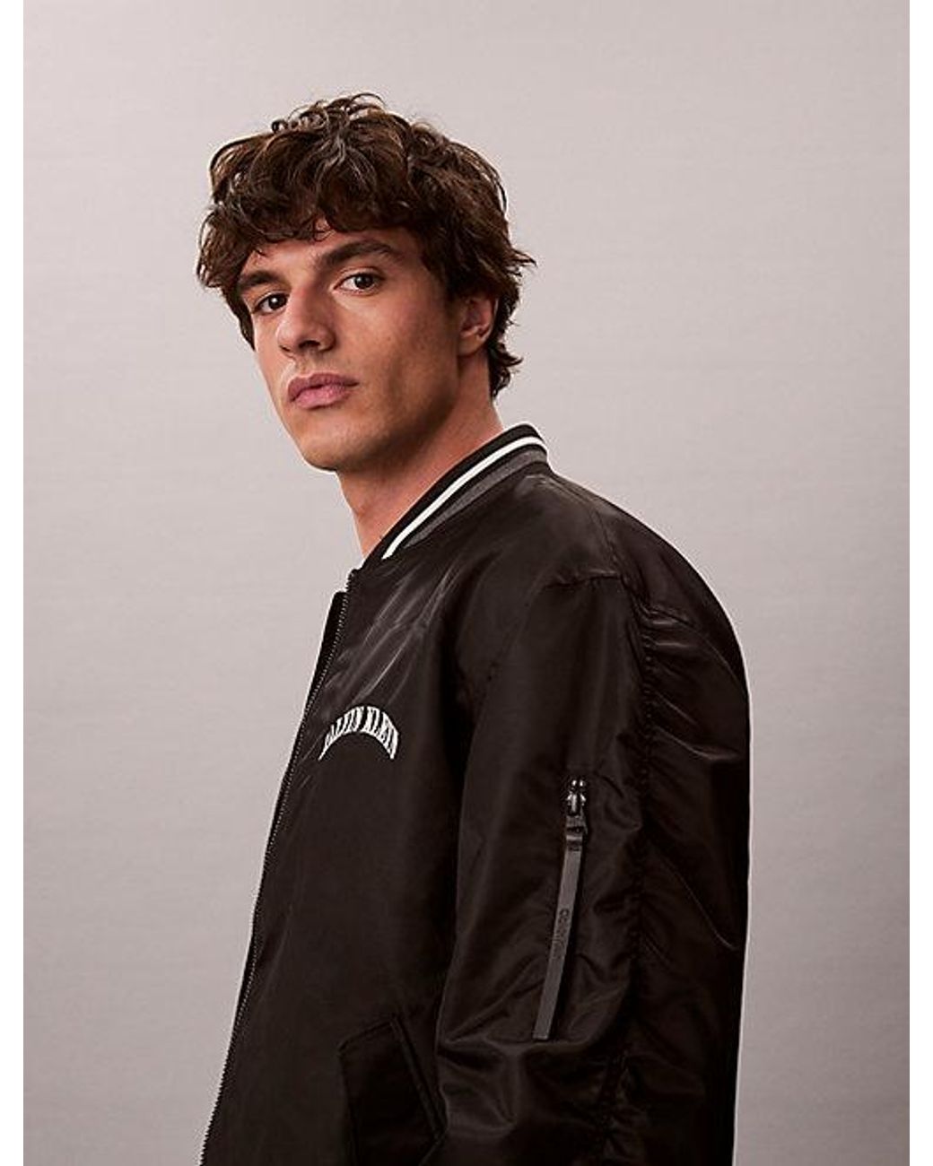 Calvin Klein Black Jeans Varsity Logo Bomber Jacket for men