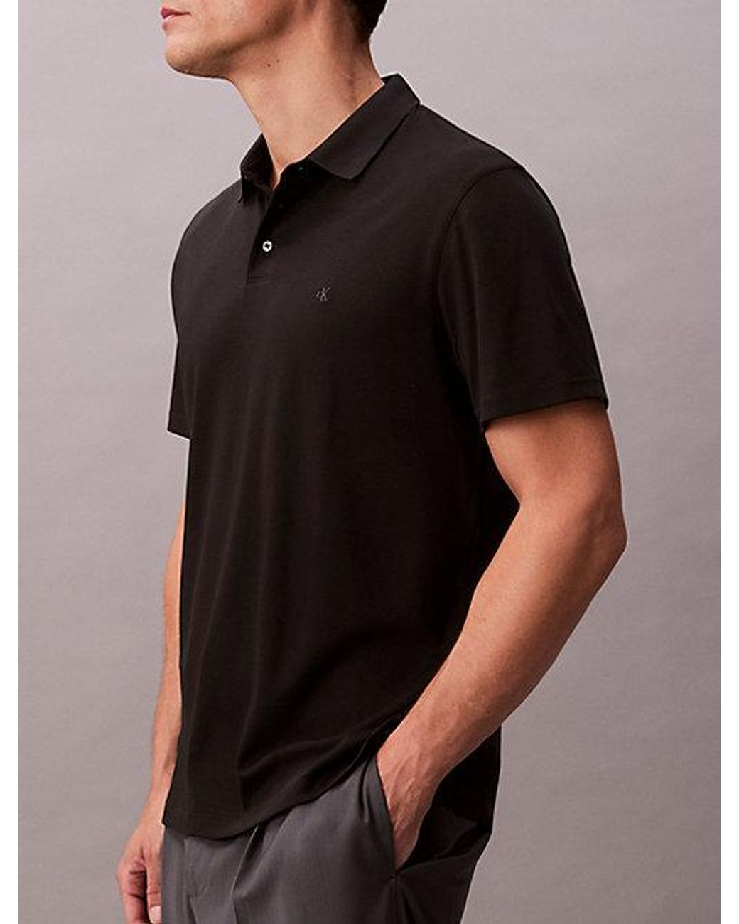 Calvin Klein Black Pima Cotton Polo Shirt for men