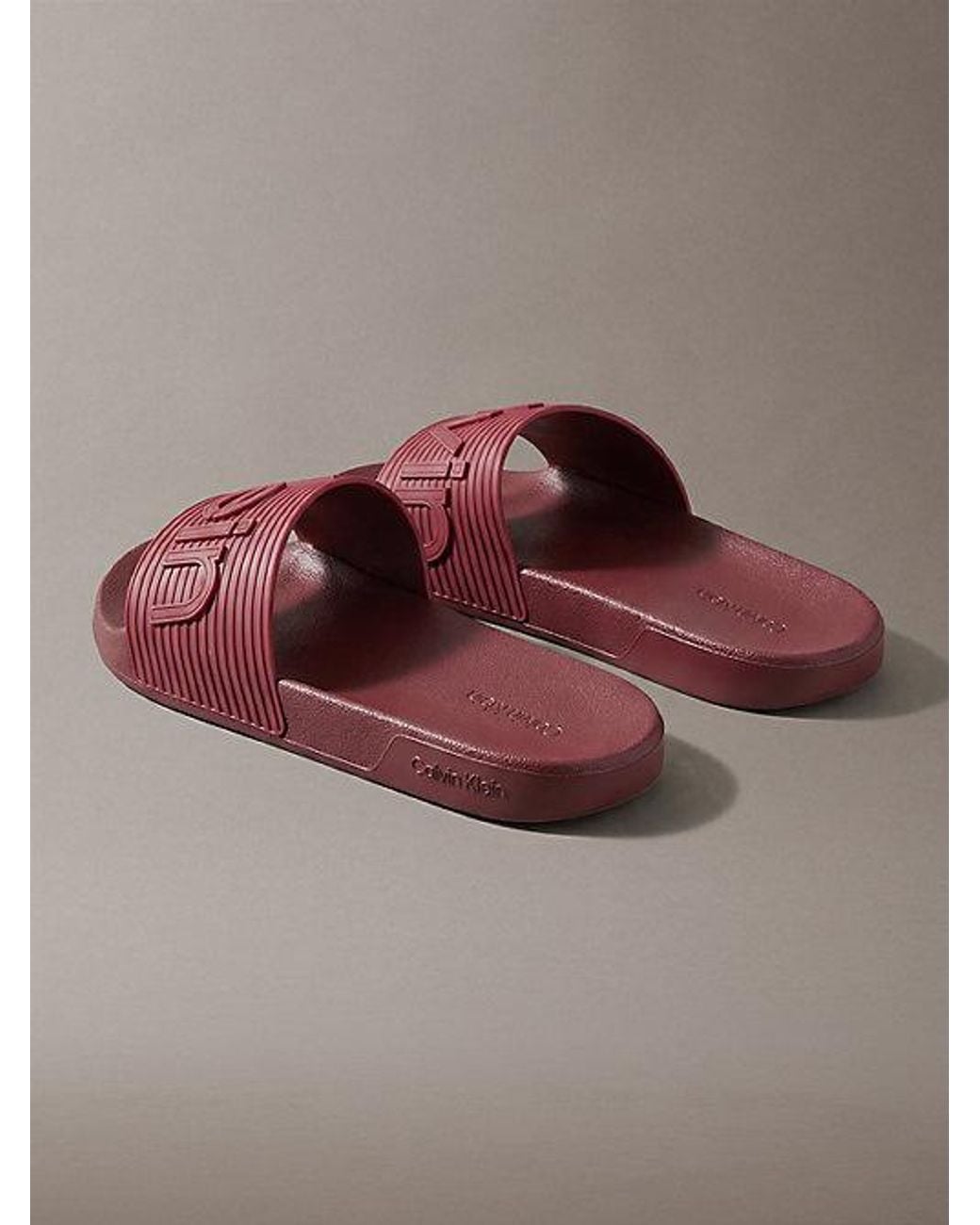 Calvin Klein Brown Nemo Contoured Emblem Logo Sliders for men