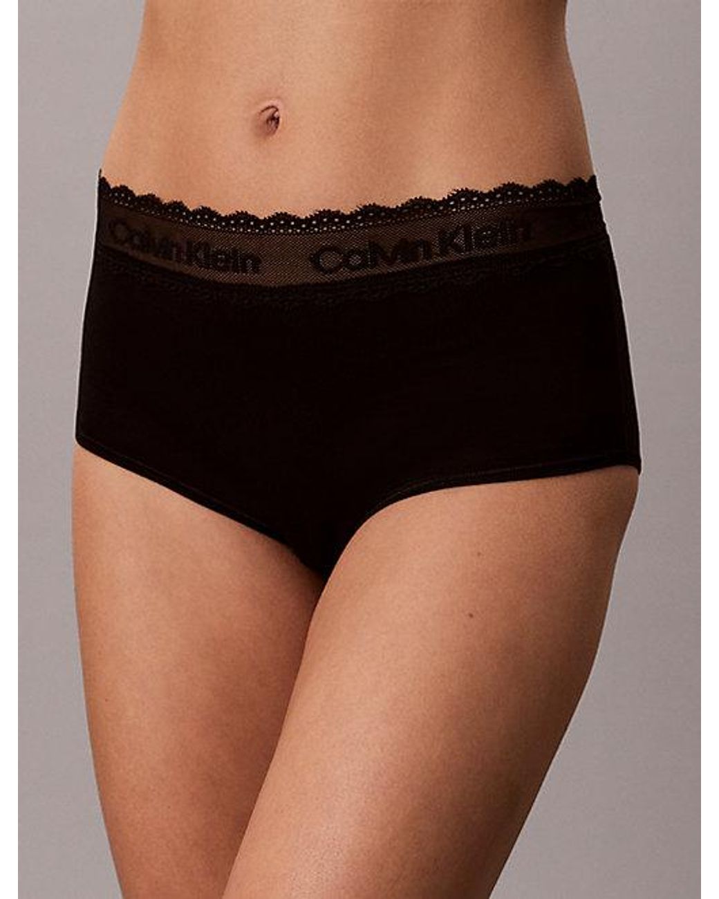 Calvin Klein Black Boy Shorts Cotton Lace