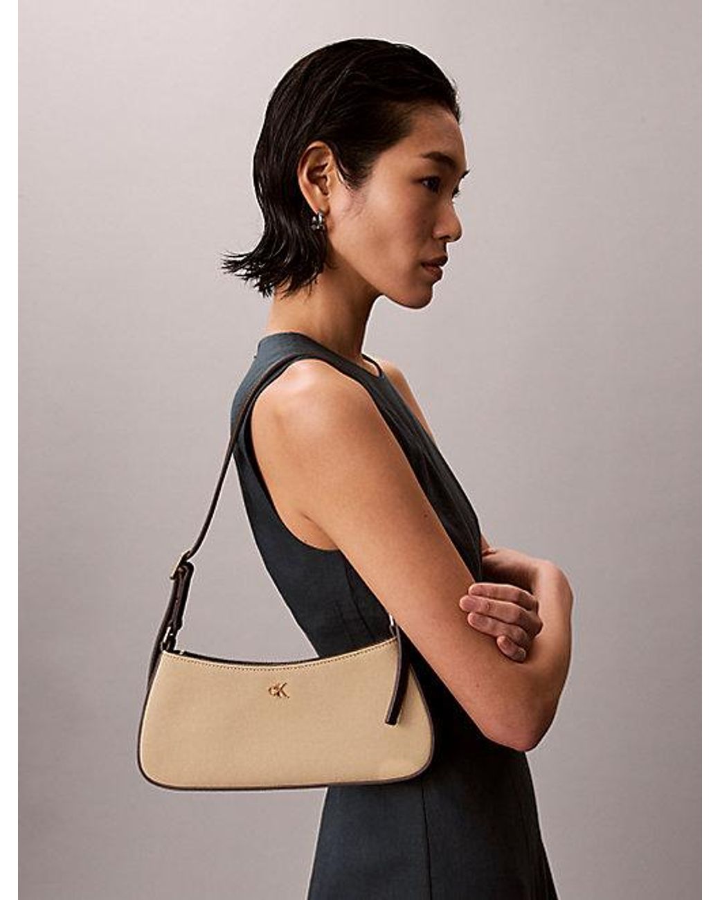 Calvin Klein Natural Cotton Canvas Shoulder Bag