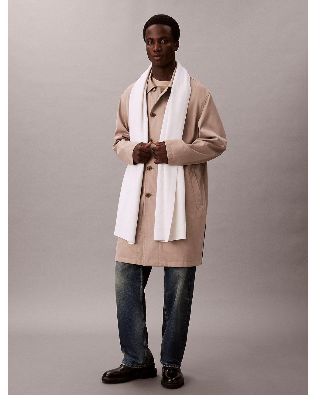 Calvin Klein White Emblem Logo Scarf for men