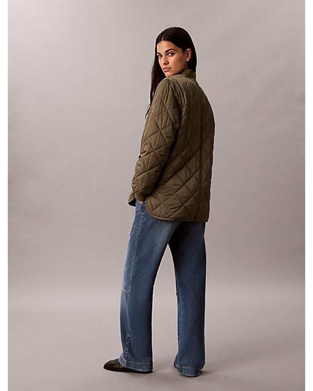 Calvin Klein Brown Jeans Satin Quilted Liner Jacket