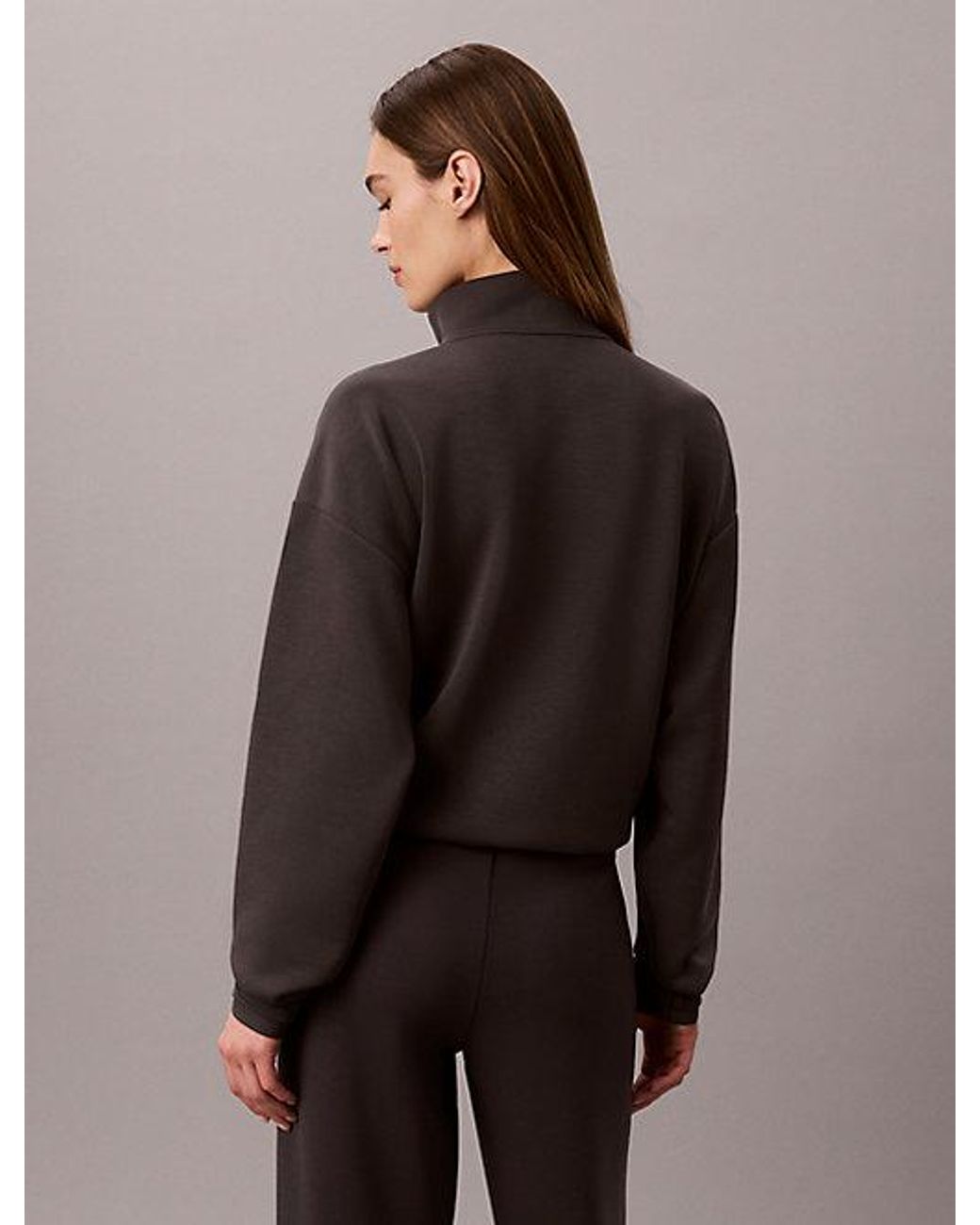 Calvin Klein Brown Sport Smooth Knit Quarter Zip Sweatshirt