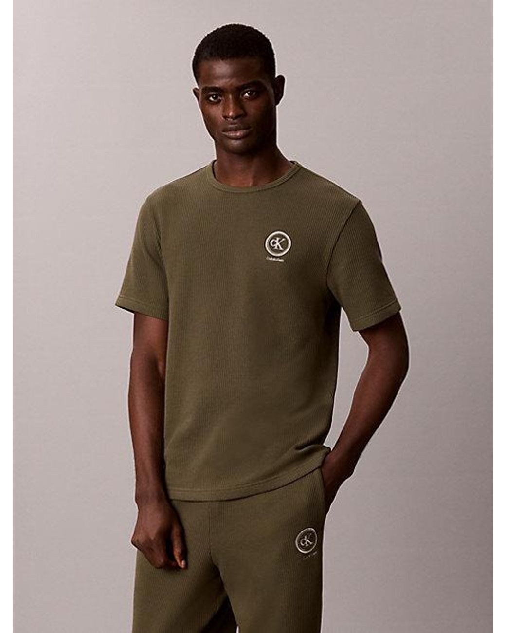 Calvin Klein Brown Brushed Waffle Pyjama T-Shirt for men