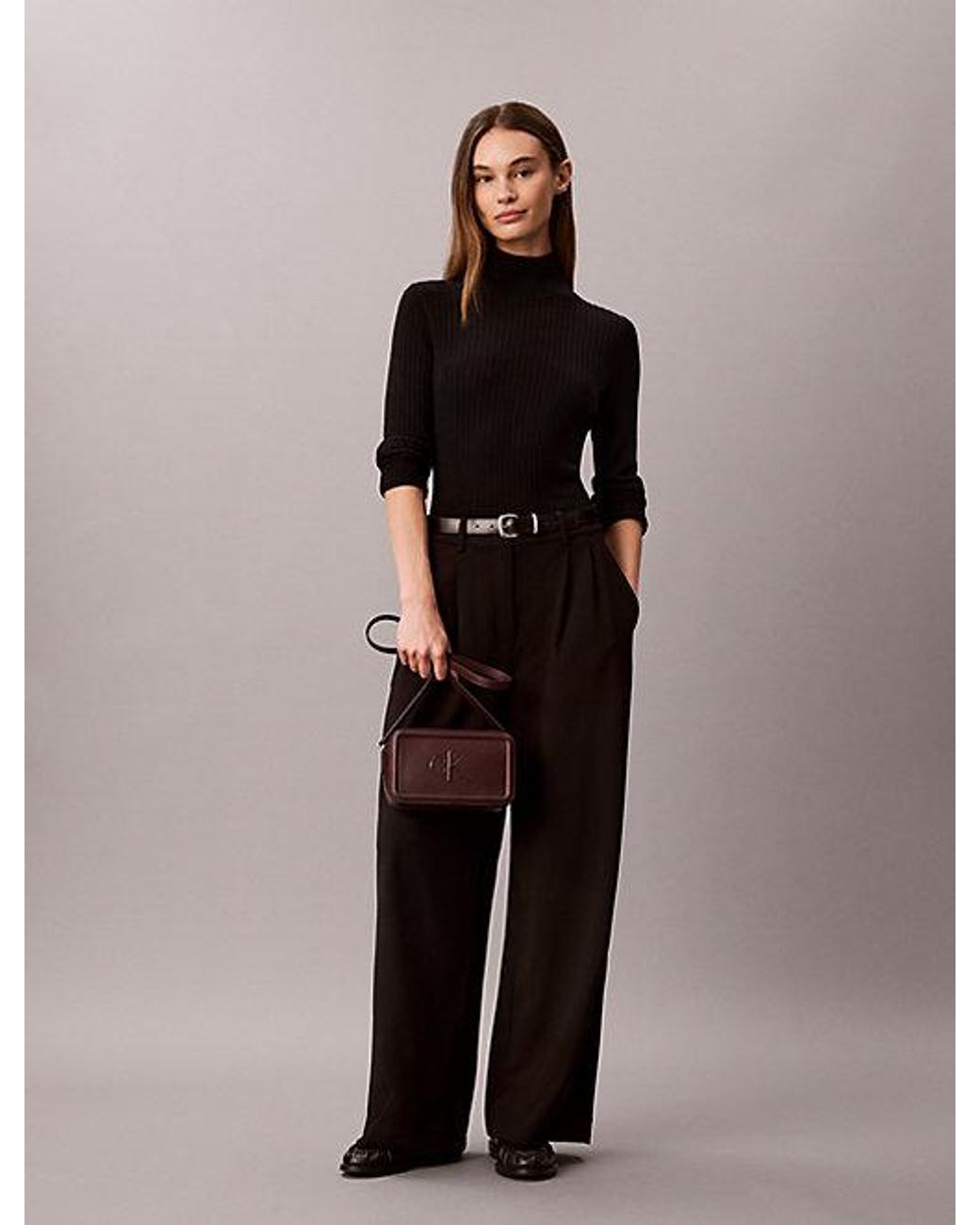 Calvin Klein Brown Signature Monogram Crossbody Camera Bag