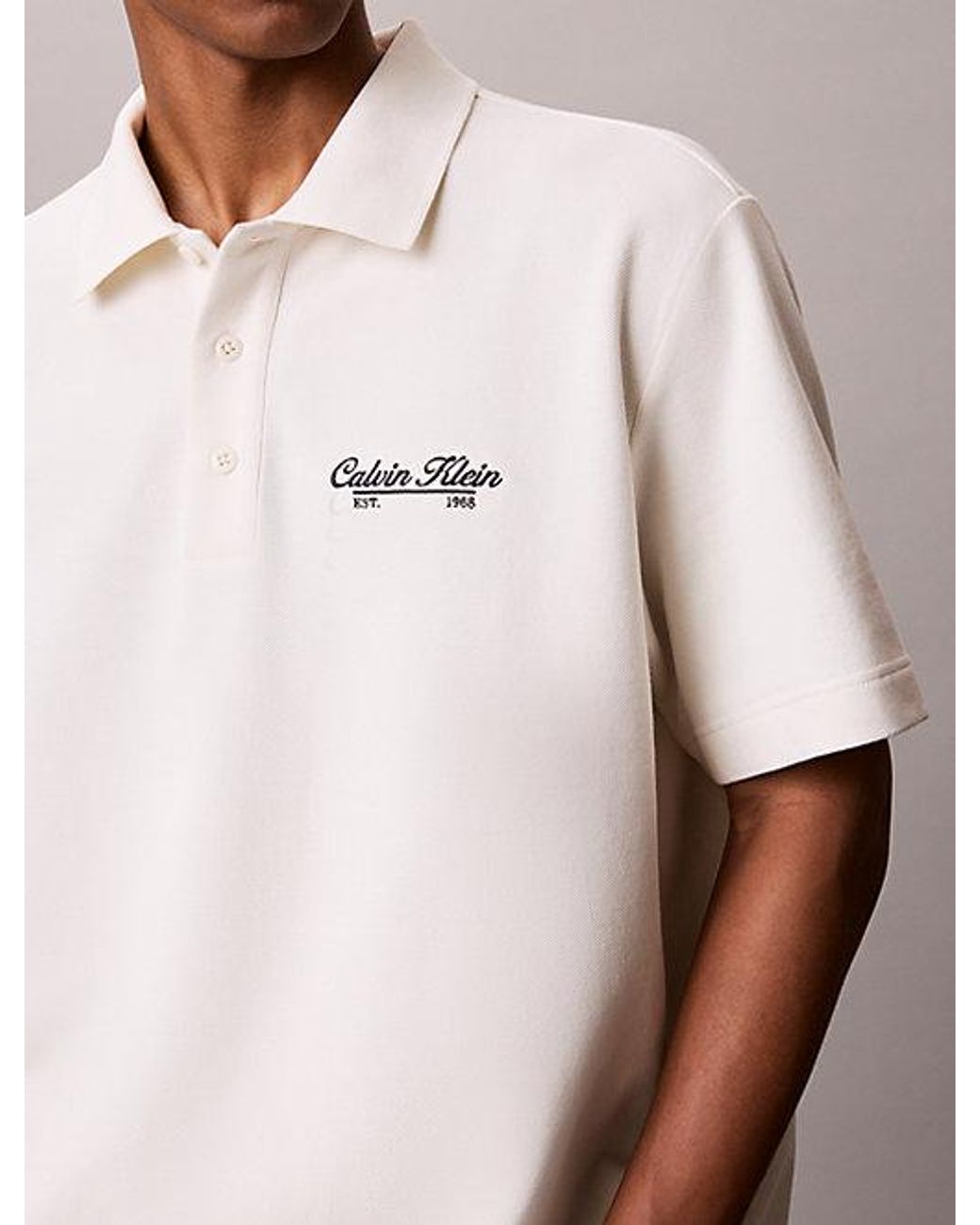 Calvin Klein Natural Jeans Embroidered Logo Polo Shirt for men