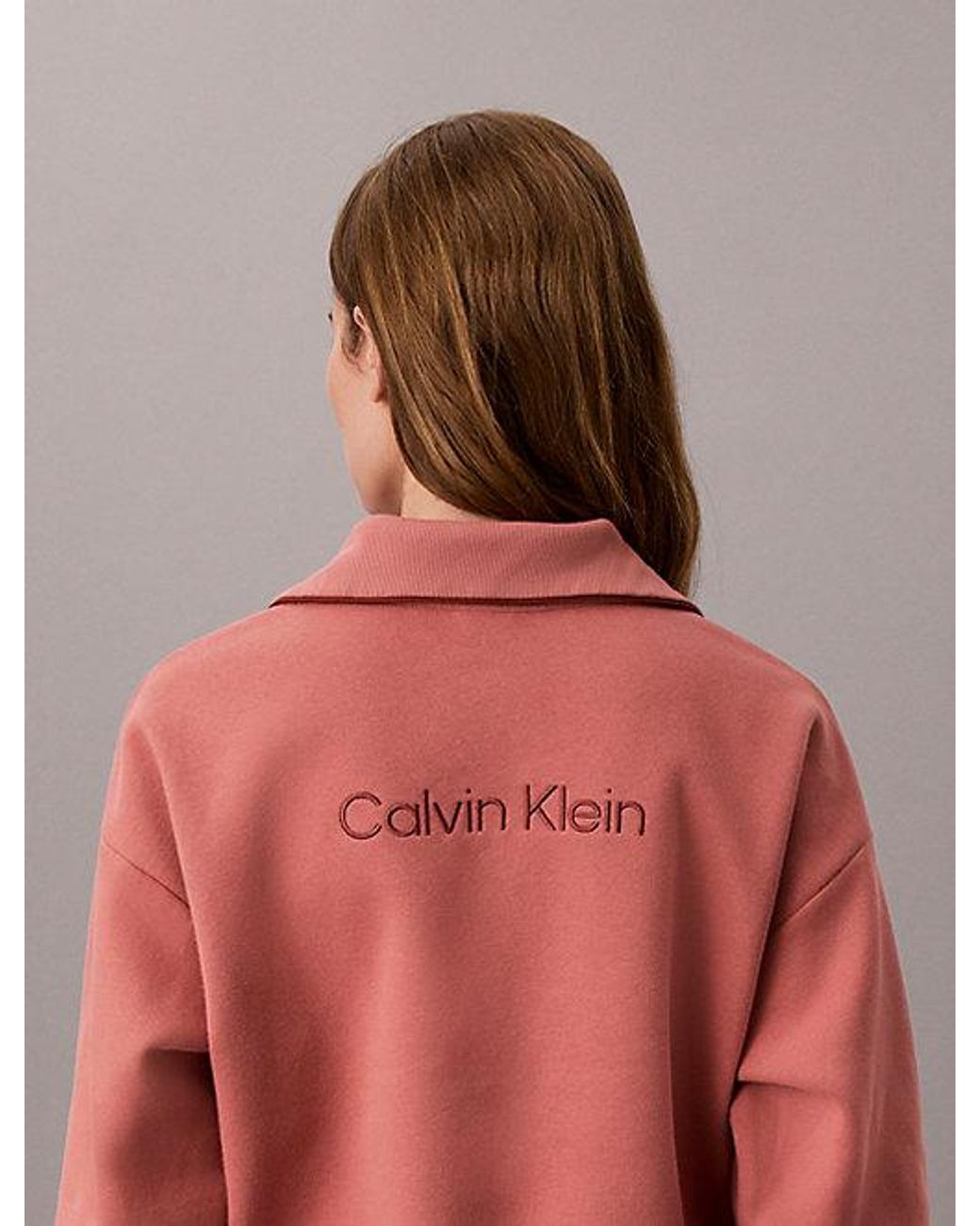 Calvin Klein Red Sport French Terry 1 4 Zip Sweatshirt