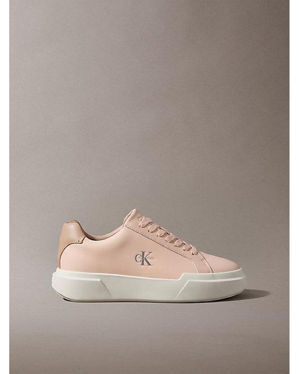 Calvin Klein Brown Leather Durable Traction Chunky Trainers