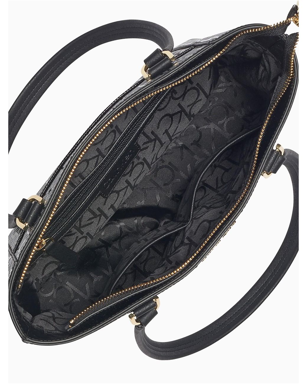 Calvin Klein Monica Embossed Monogram Logo Tote Bag in Black | Lyst