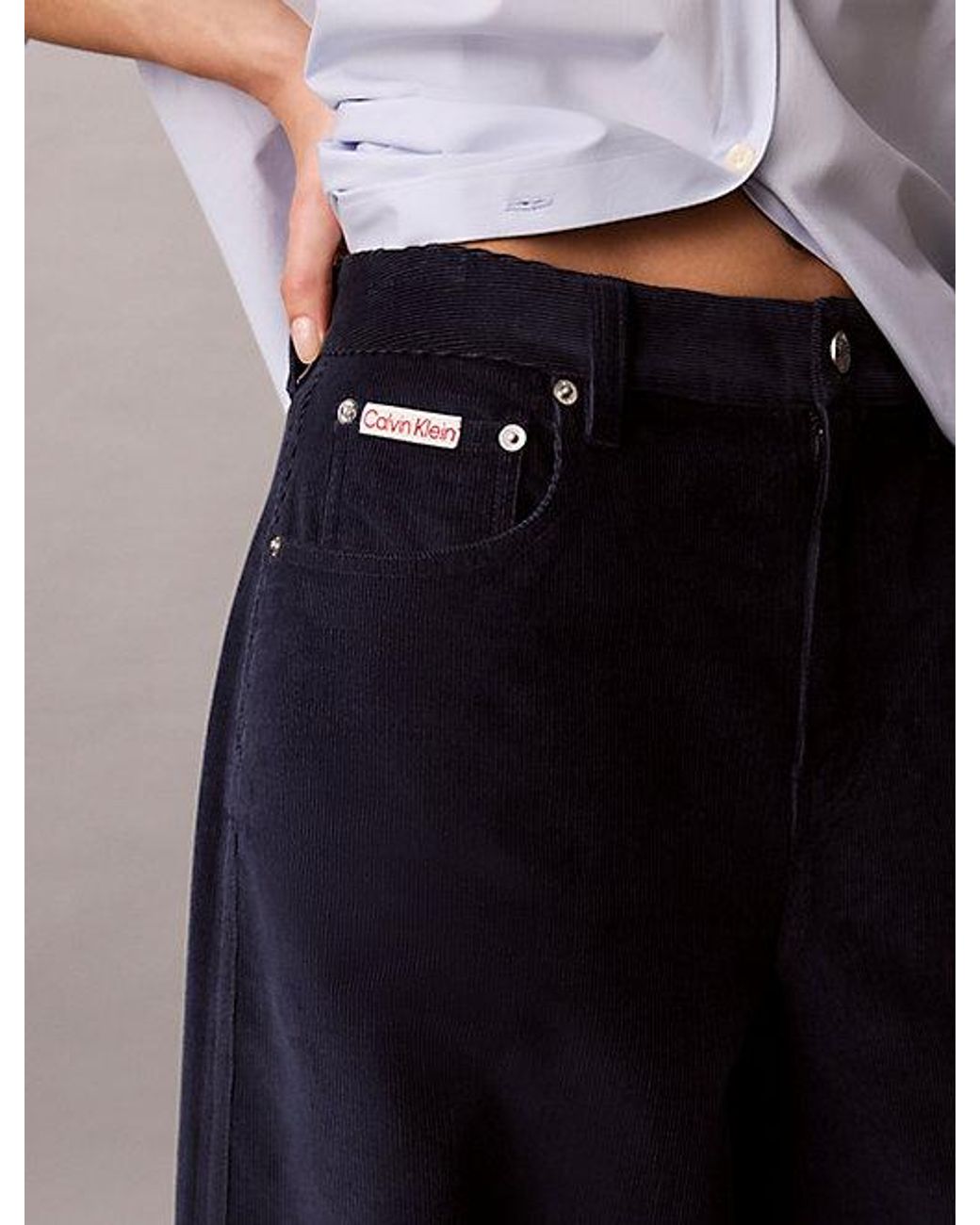 Calvin Klein Blue Corduroy Wide Leg Trousers
