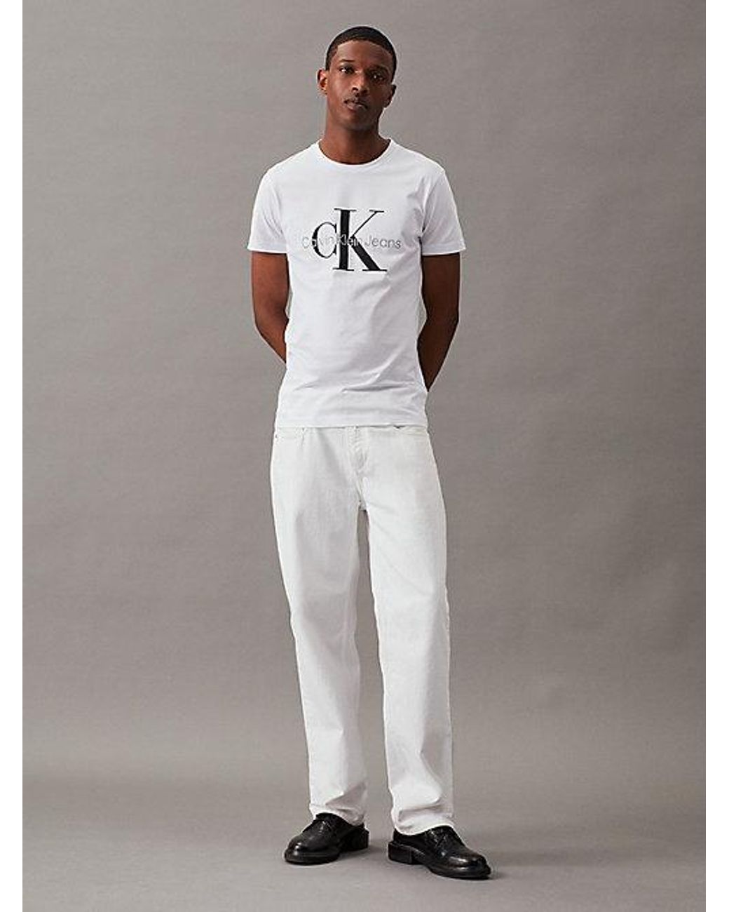 Calvin Klein White Jeans Slim Monogram T-Shirt for men
