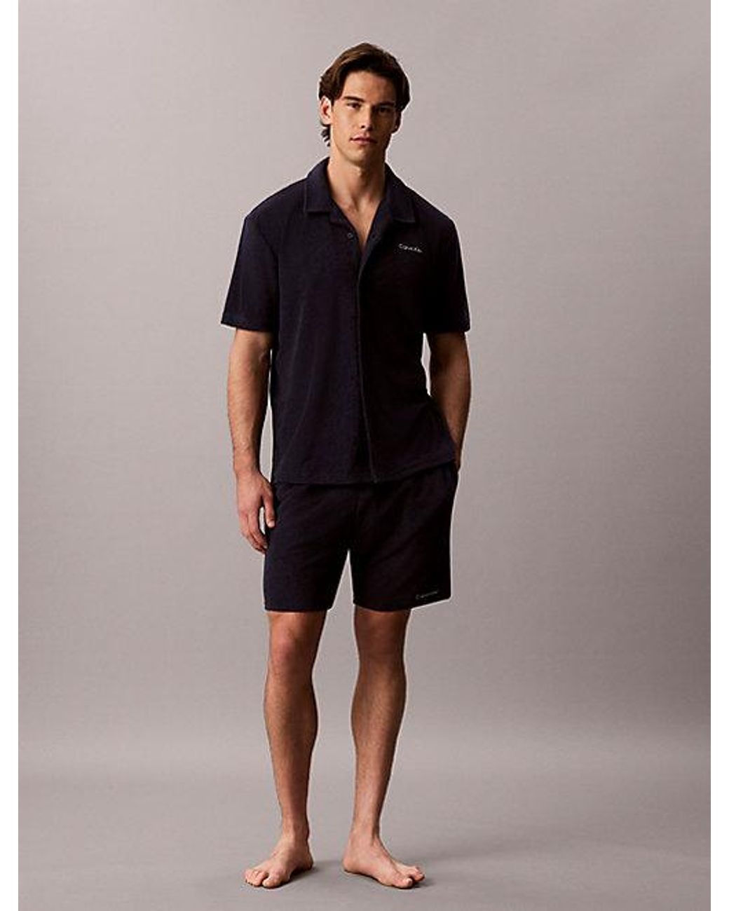 Calvin Klein Black Classic Short Sleeve Beach Shirt for men