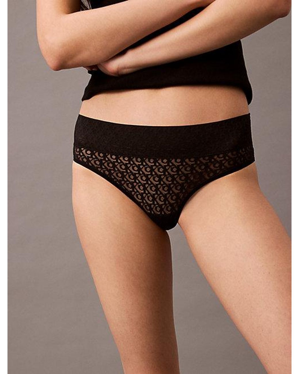 Calvin Klein Brown Brazilian Briefs Icon Logo Lace
