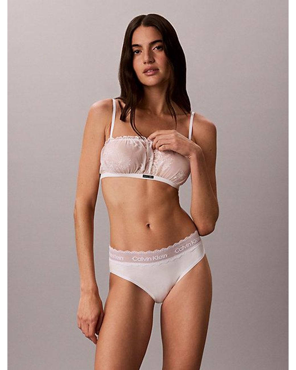 Calvin Klein White Bikini Briefs Cotton Lace