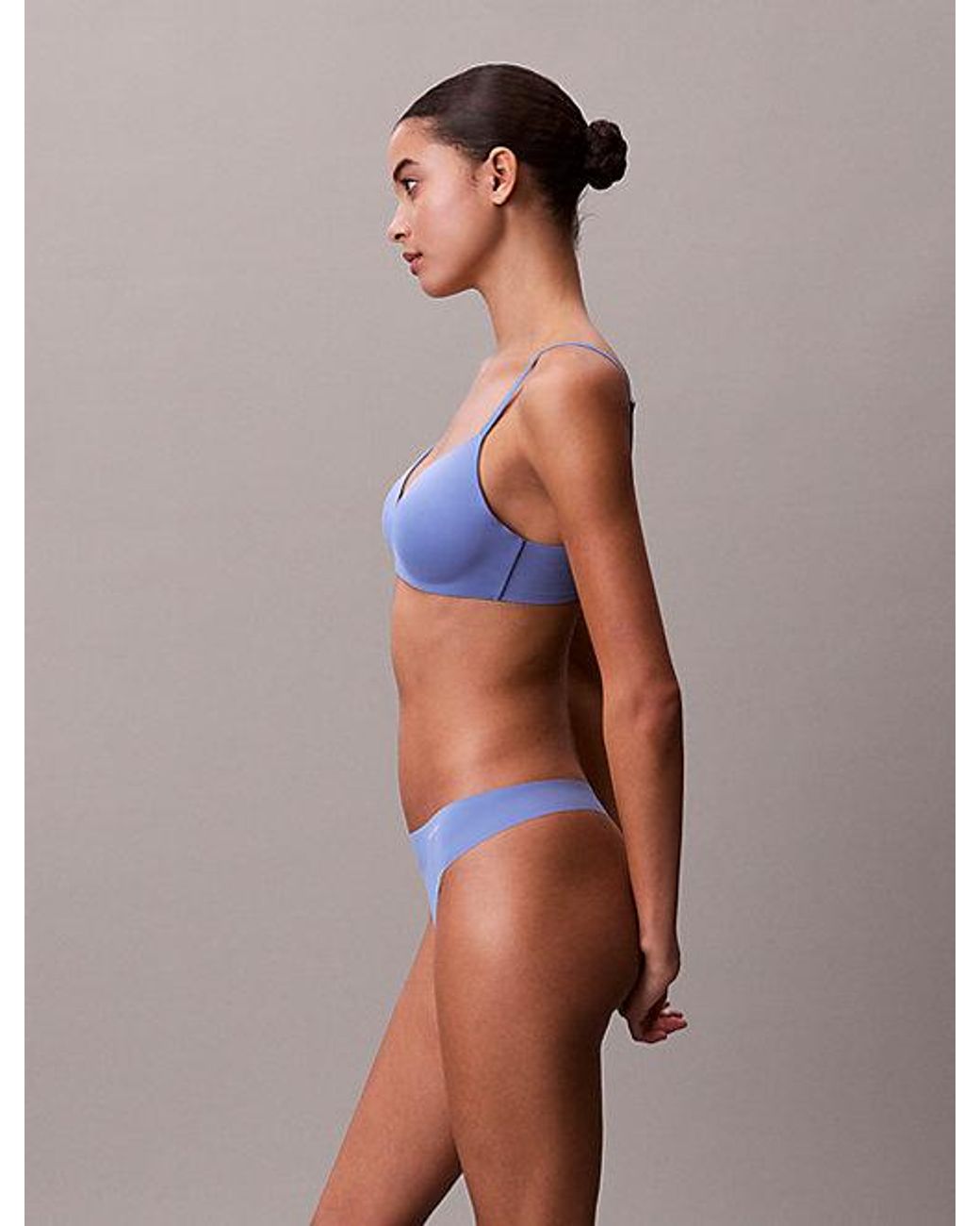 Calvin Klein Blue Thong Invisibles Microfibre Stretch