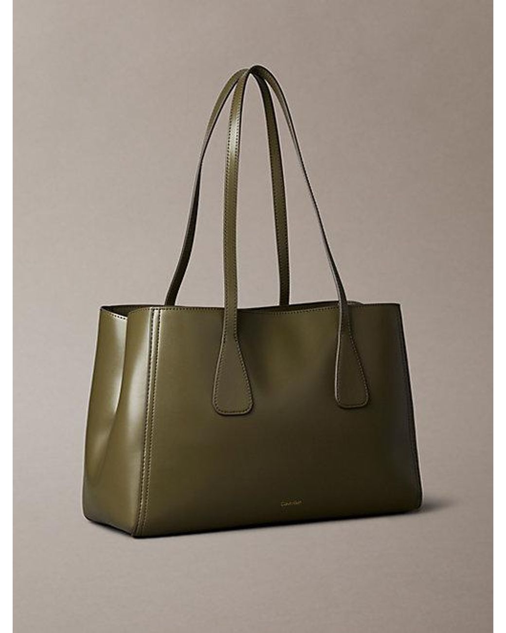 Calvin Klein Green Monogram Hardware Tote Bag