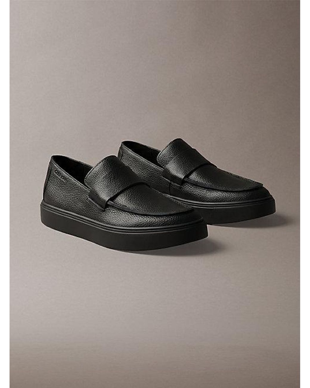 Calvin Klein Gray Leather Hybrid Cupsole Loafers for men