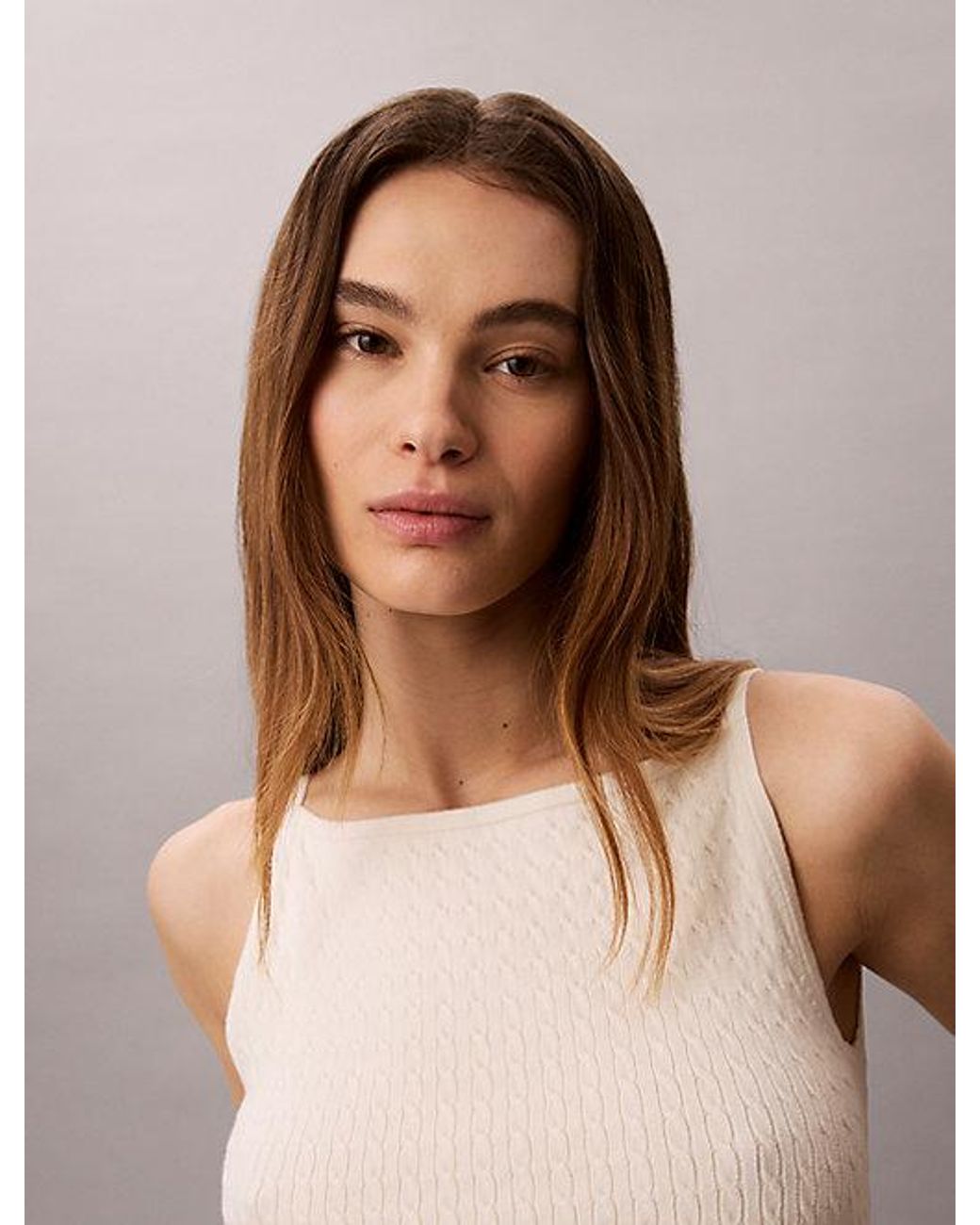 Calvin Klein Gray Jeans Slim Cable Knit Tank Top