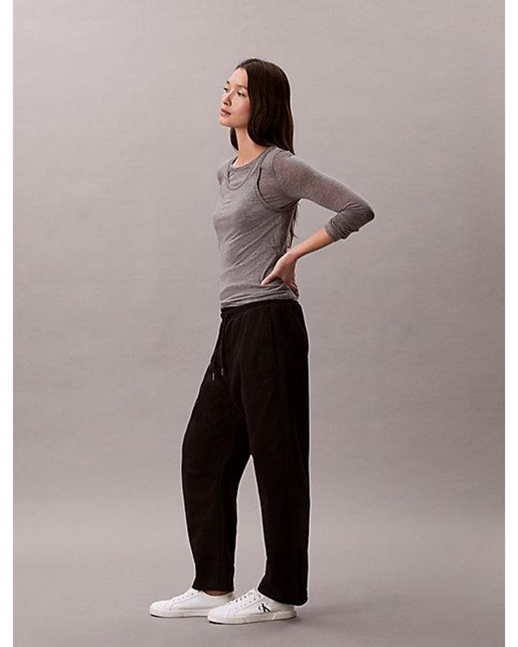 Calvin Klein Black Jeans Cotton Terry Barrel Joggers