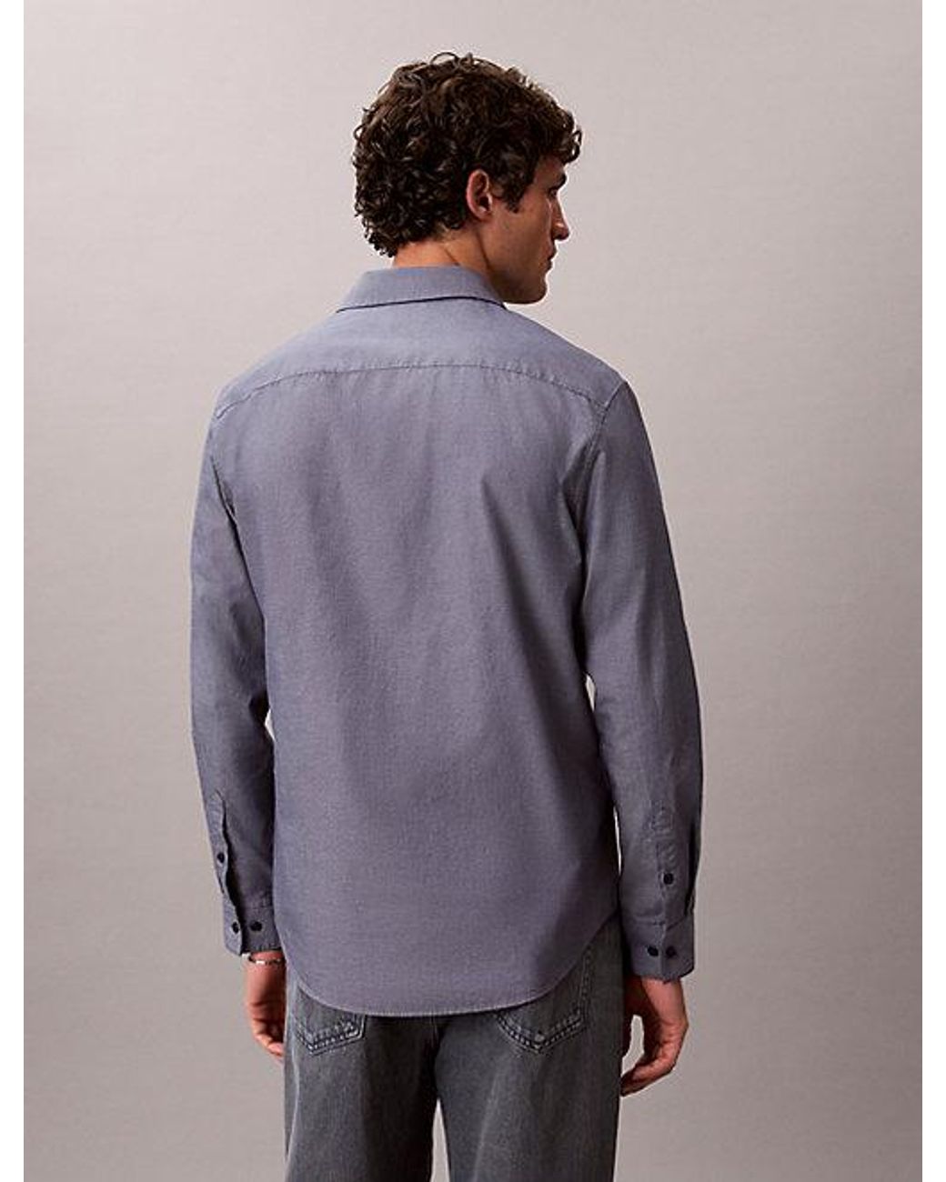 Calvin Klein Klassiek Poplinkatoenen Button-Down Overhemd in het Blue voor heren