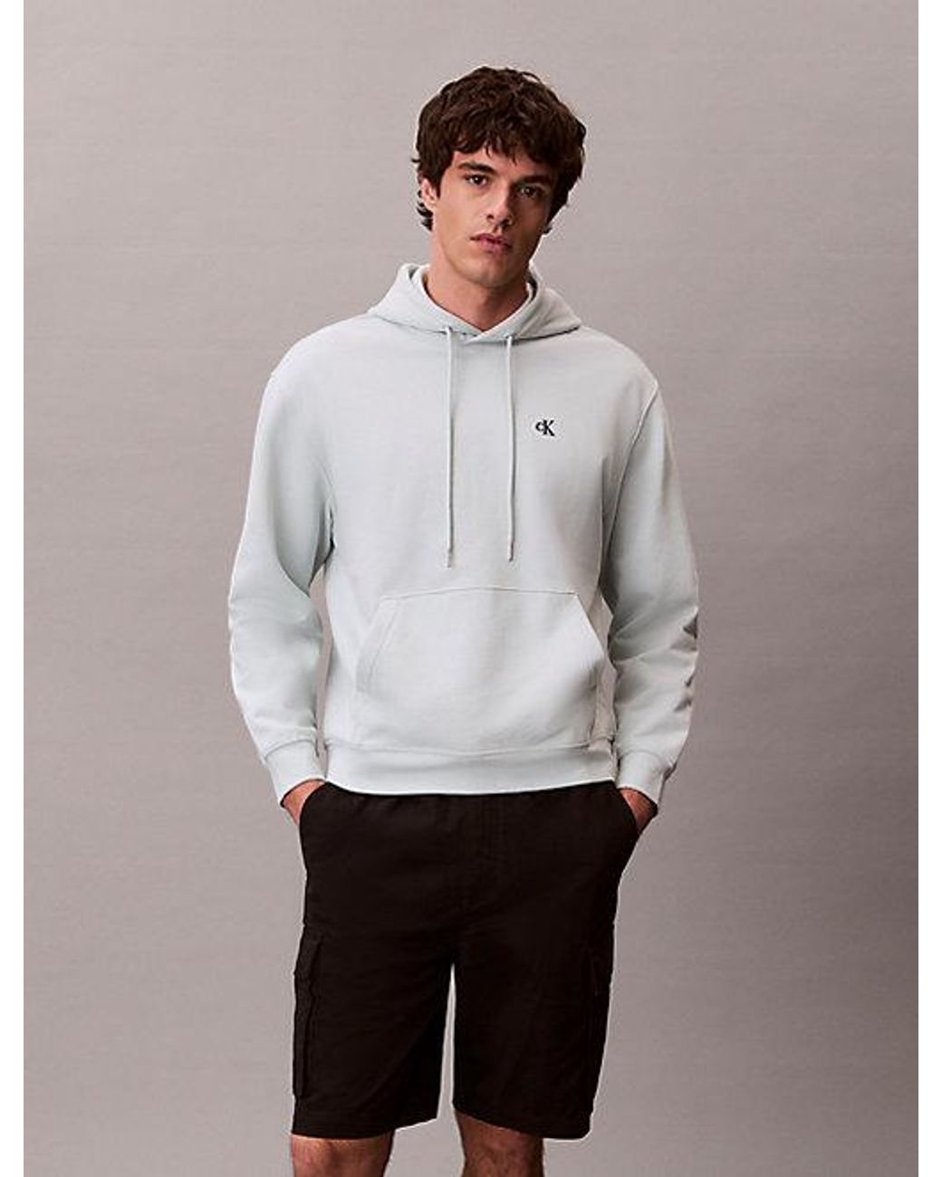 Calvin Klein Multicolor Jeans Cotton Terry Monogram Hoodie for men