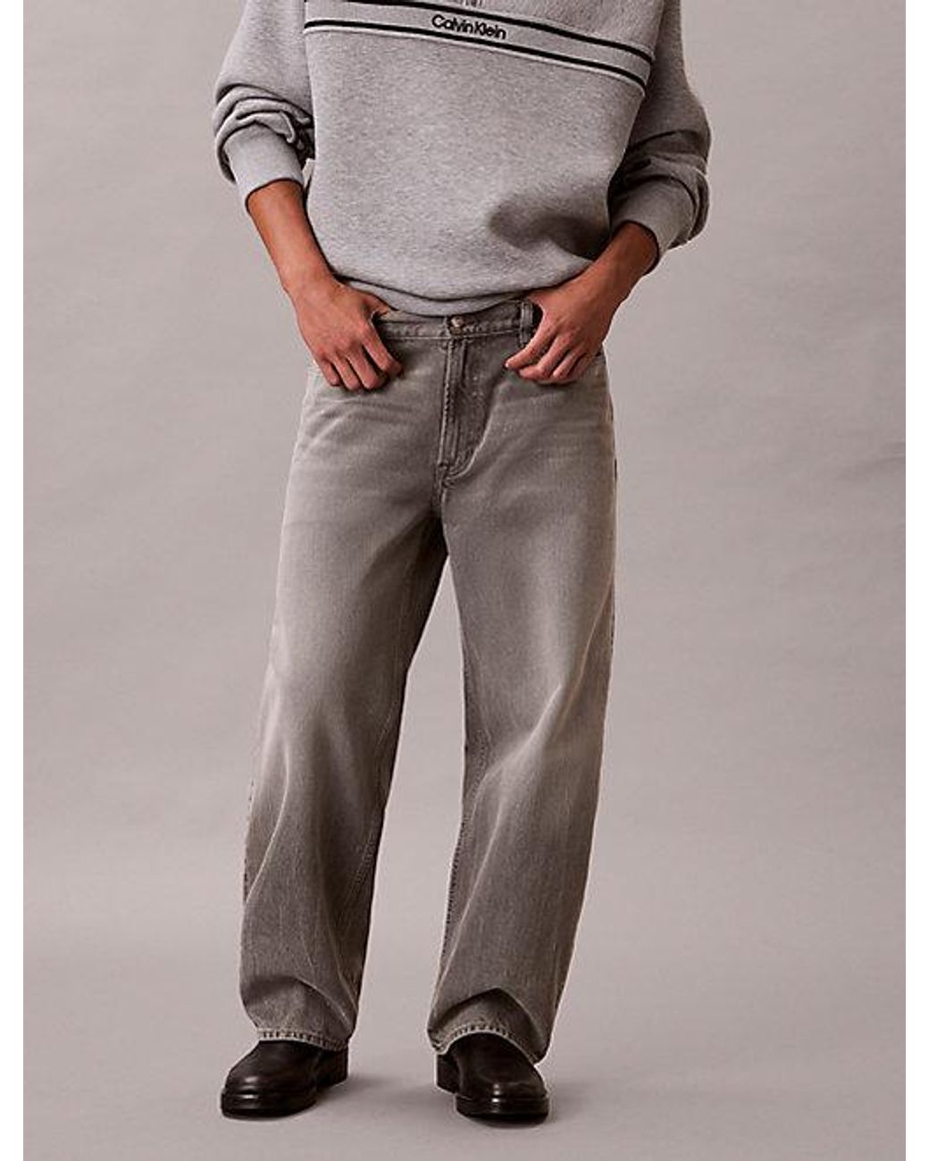 Calvin Klein Gray Jeans Barrel Fit Jeans for men