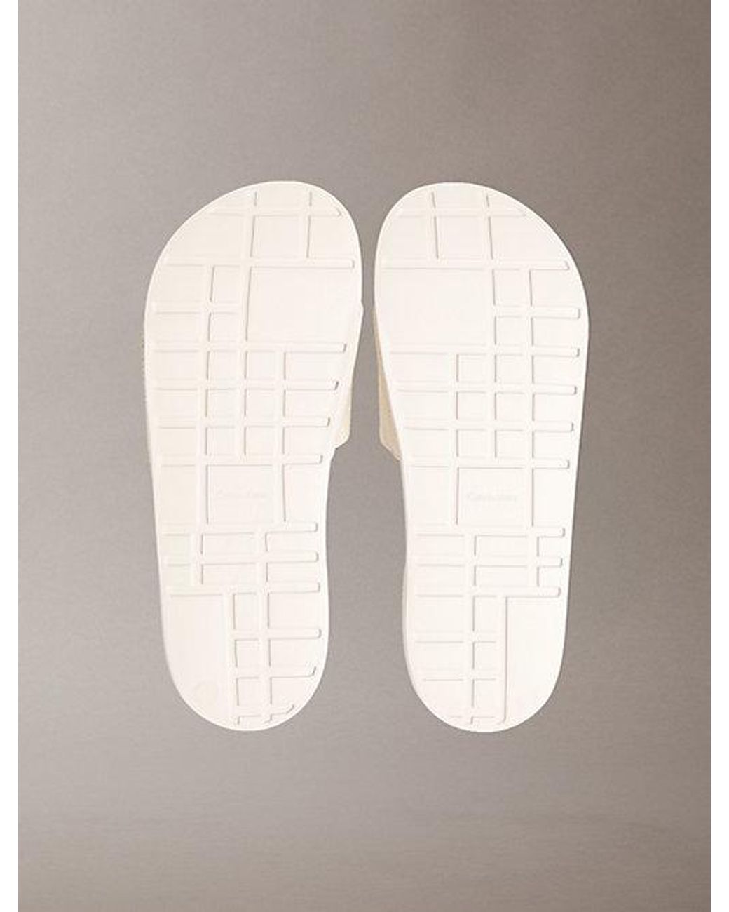Calvin Klein Gray Canvas Contoured Logo Sliders for men