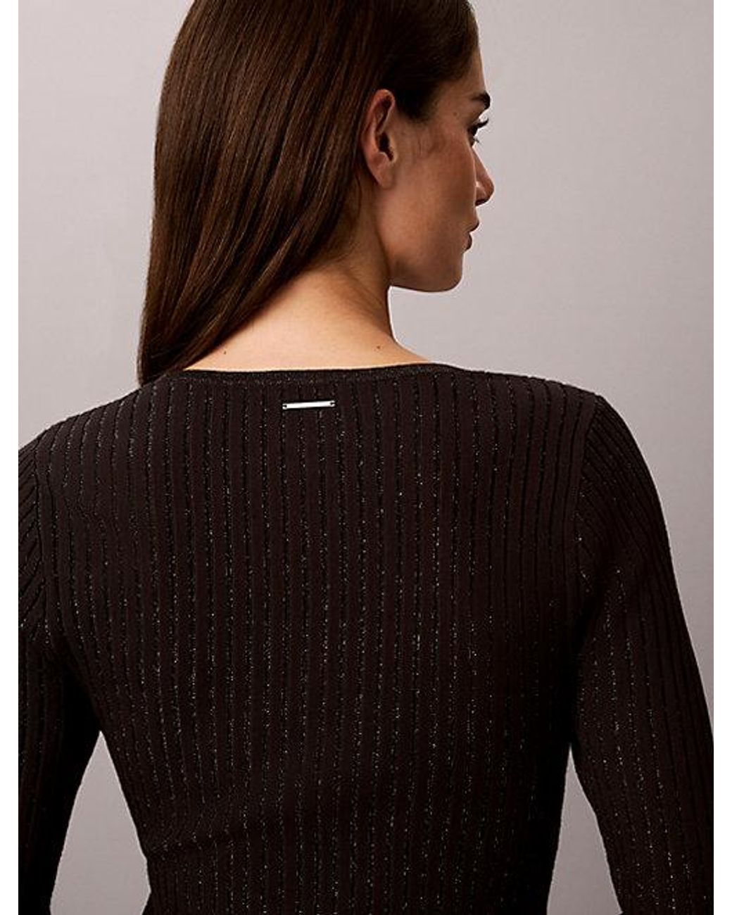 Calvin Klein Black Slim Shiny Ribbed Jumper