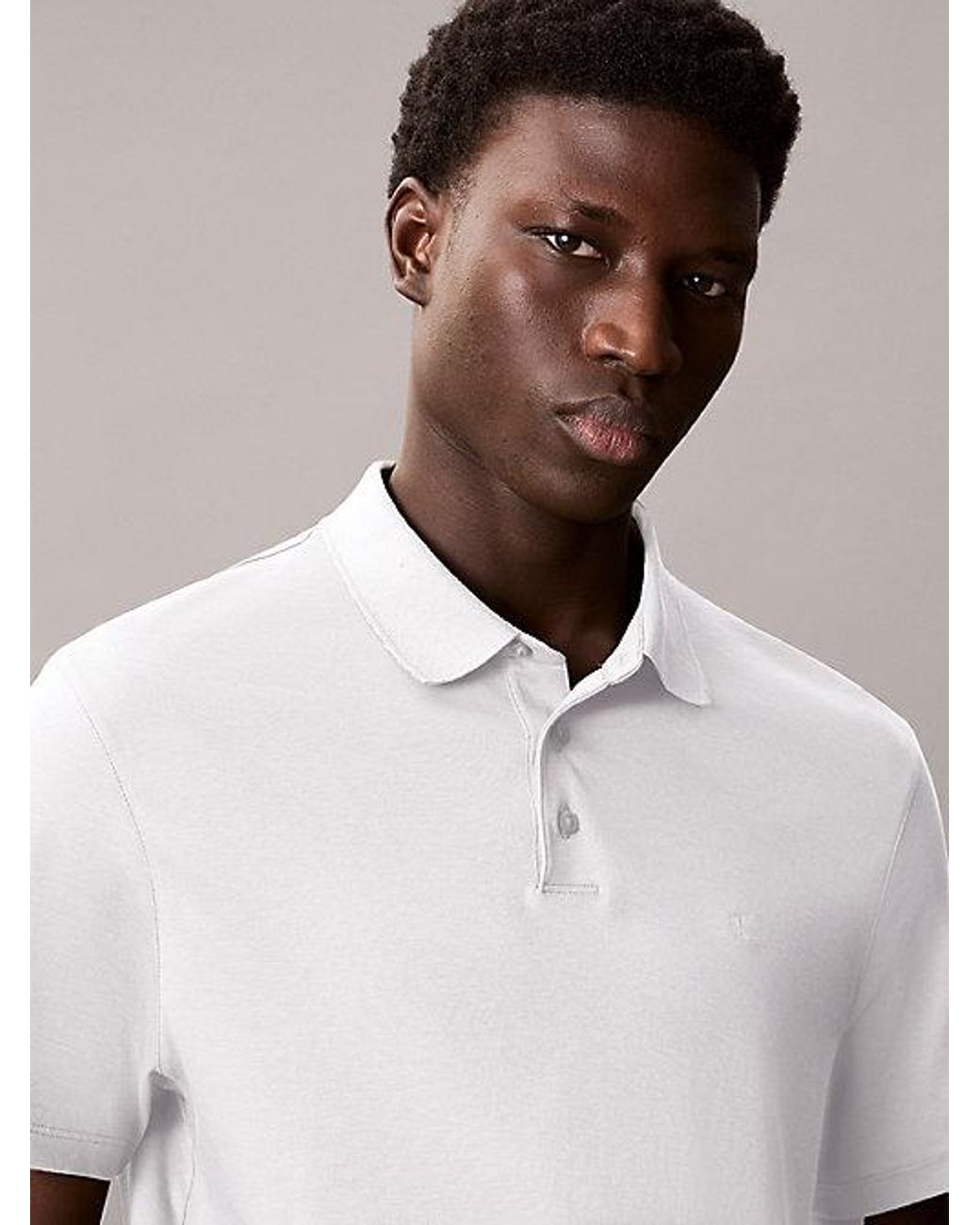 Calvin Klein White Pima Cotton Polo Shirt for men