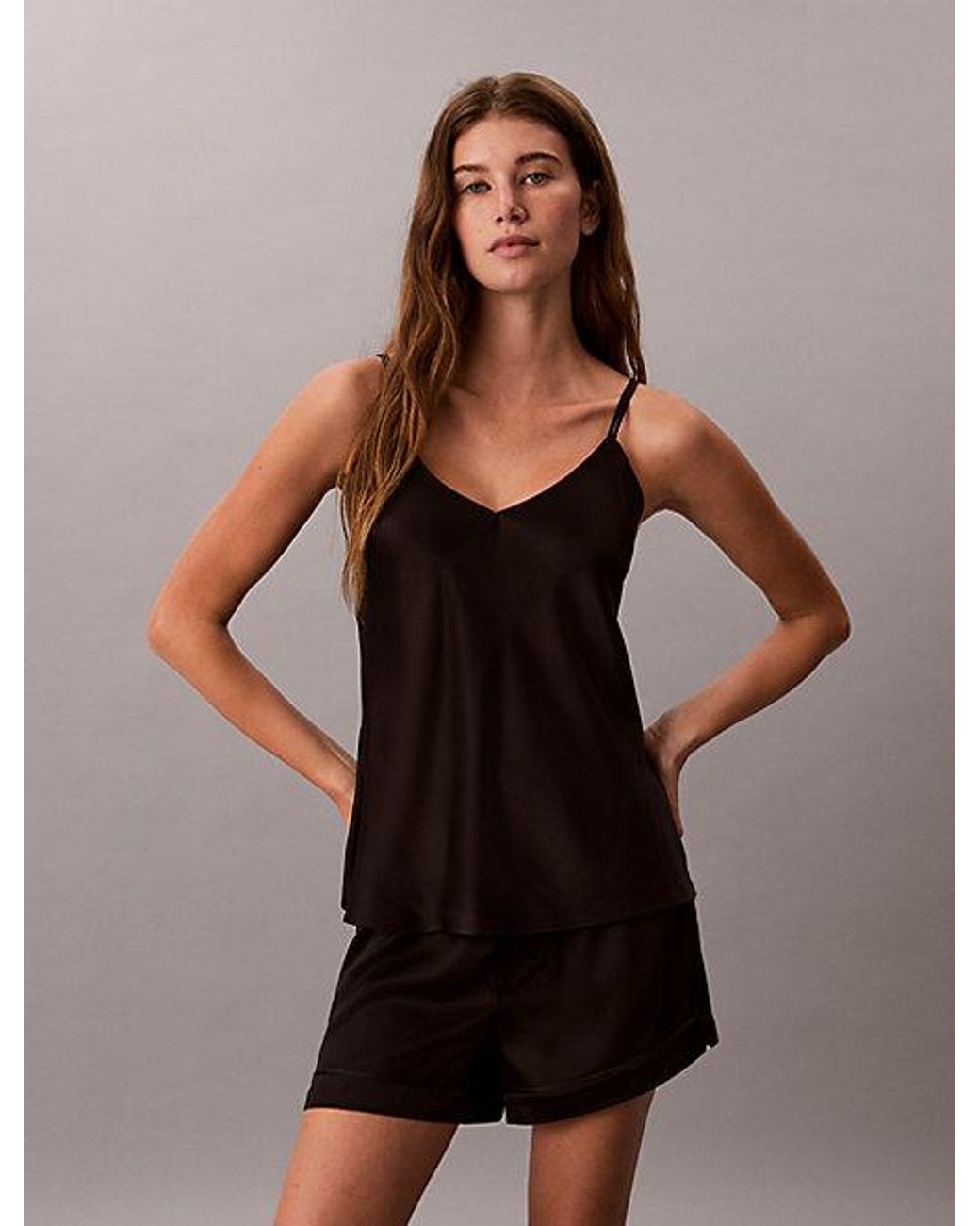 Calvin Klein Brown Camisole Pyjama Top Minimalist Satin
