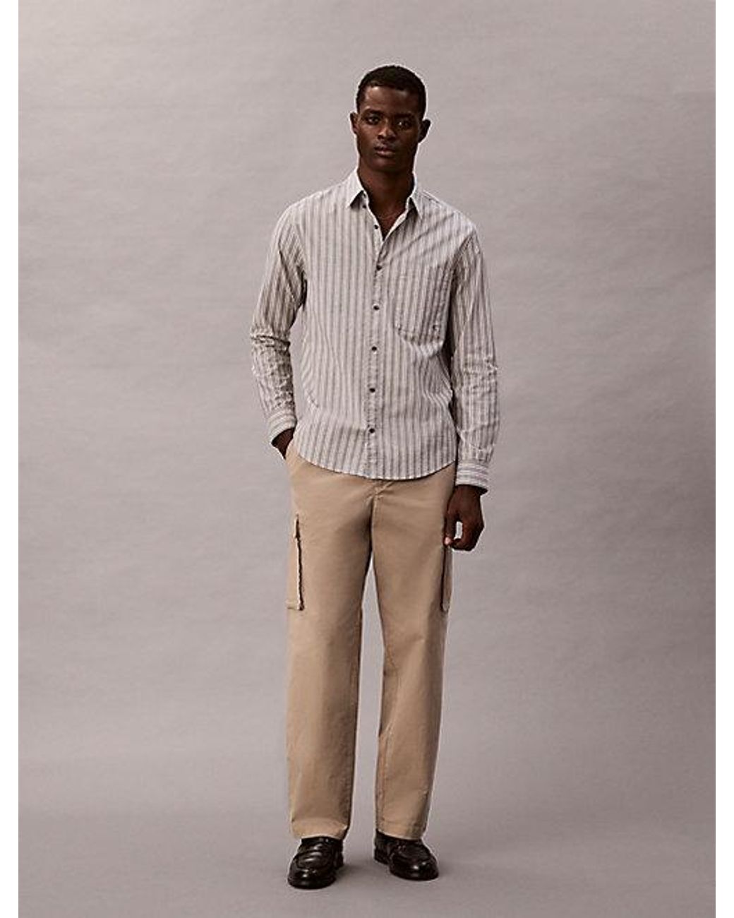 Calvin Klein Natural Jeans Straight Cotton Twill Cargo Trousers for men