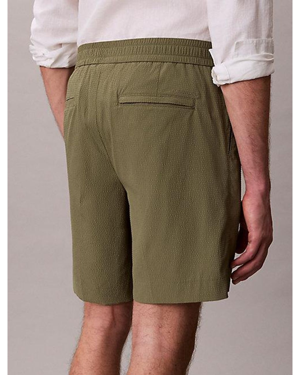 Calvin Klein Green Seersucker Shorts for men