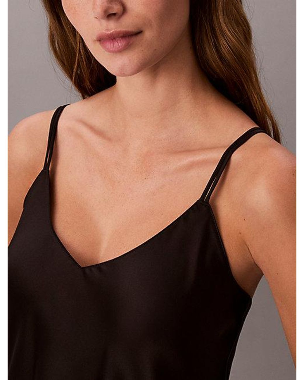 Calvin Klein Brown Camisole Pyjama Top Minimalist Satin
