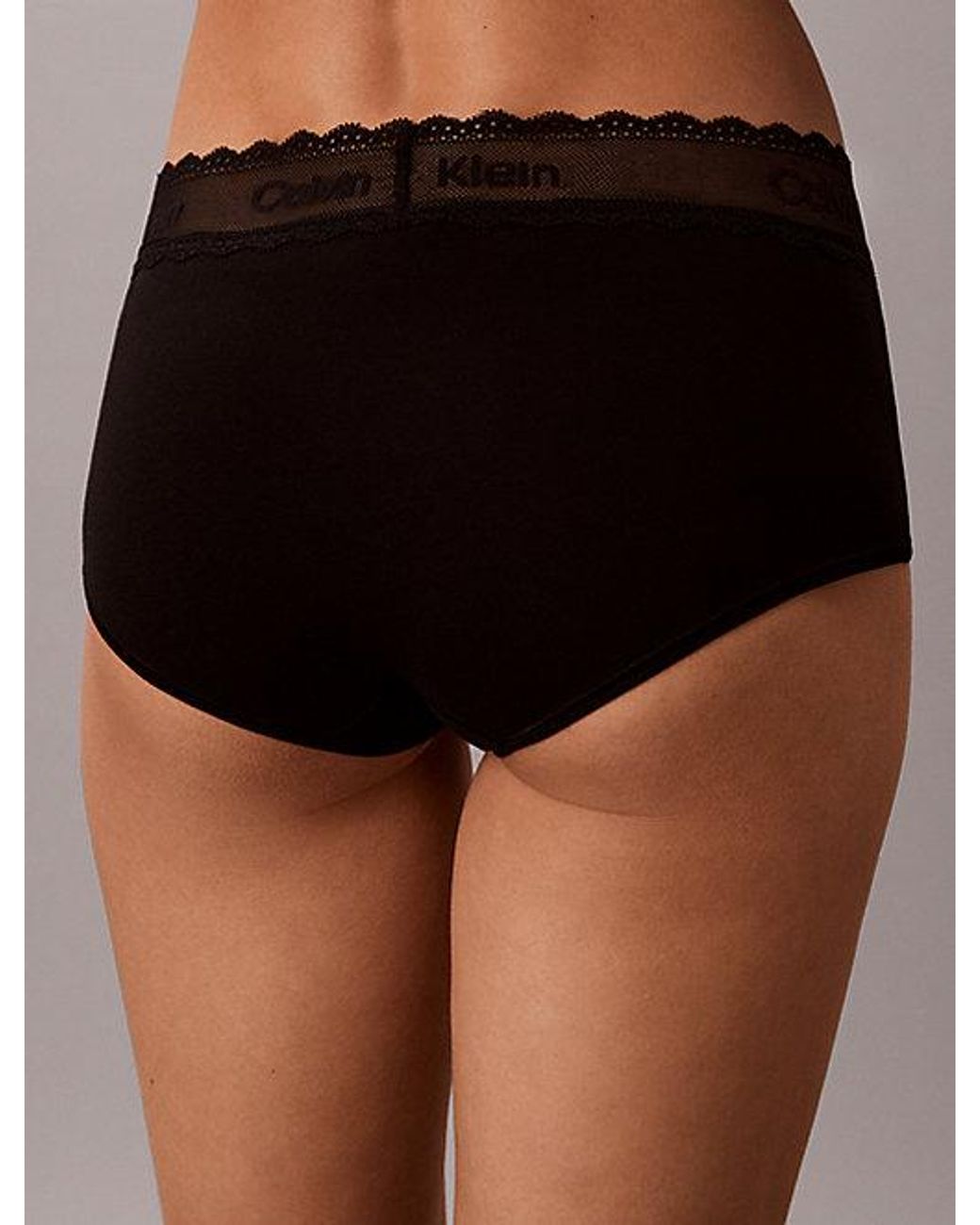 Calvin Klein Black Boy Shorts Cotton Lace