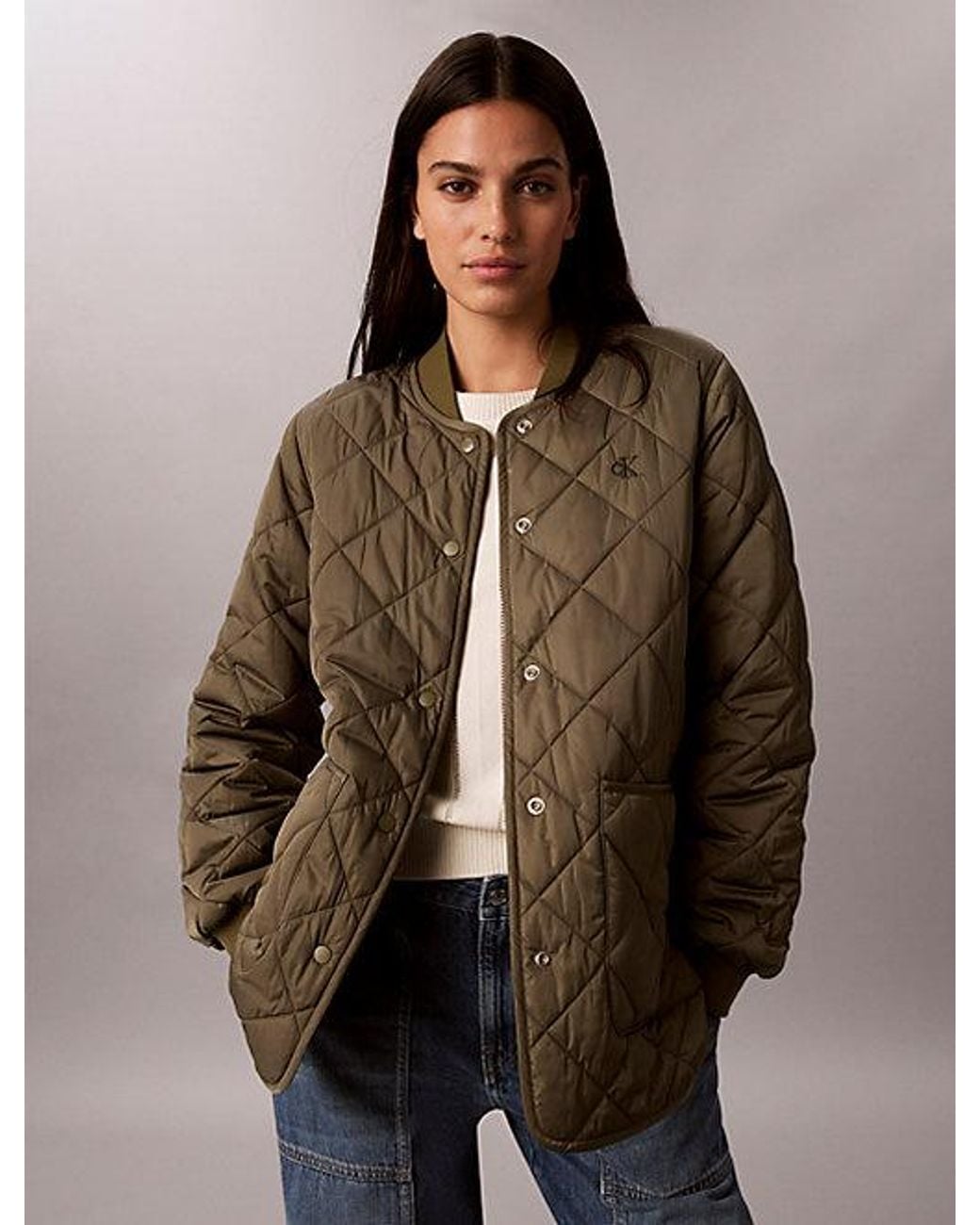 Calvin Klein Brown Jeans Satin Quilted Liner Jacket
