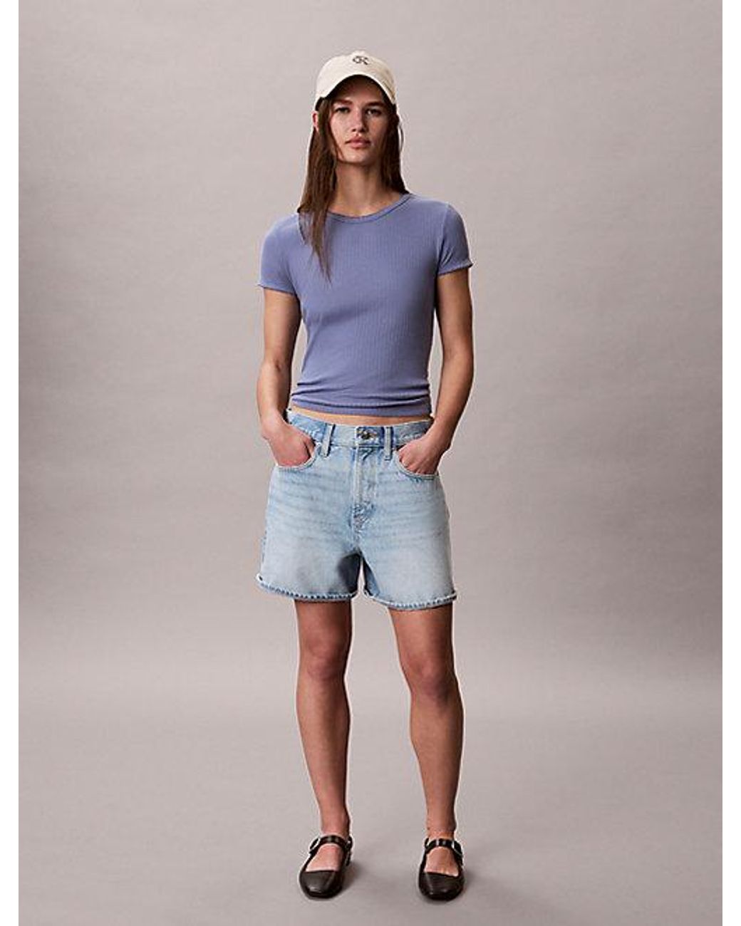Calvin Klein Blue Jeans High Rise Relaxed Denim Shorts