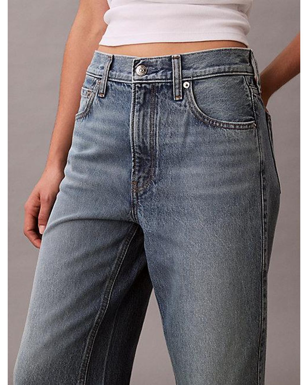 Calvin Klein Gray Jeans High Rise Wide Leg Culotte Jeans