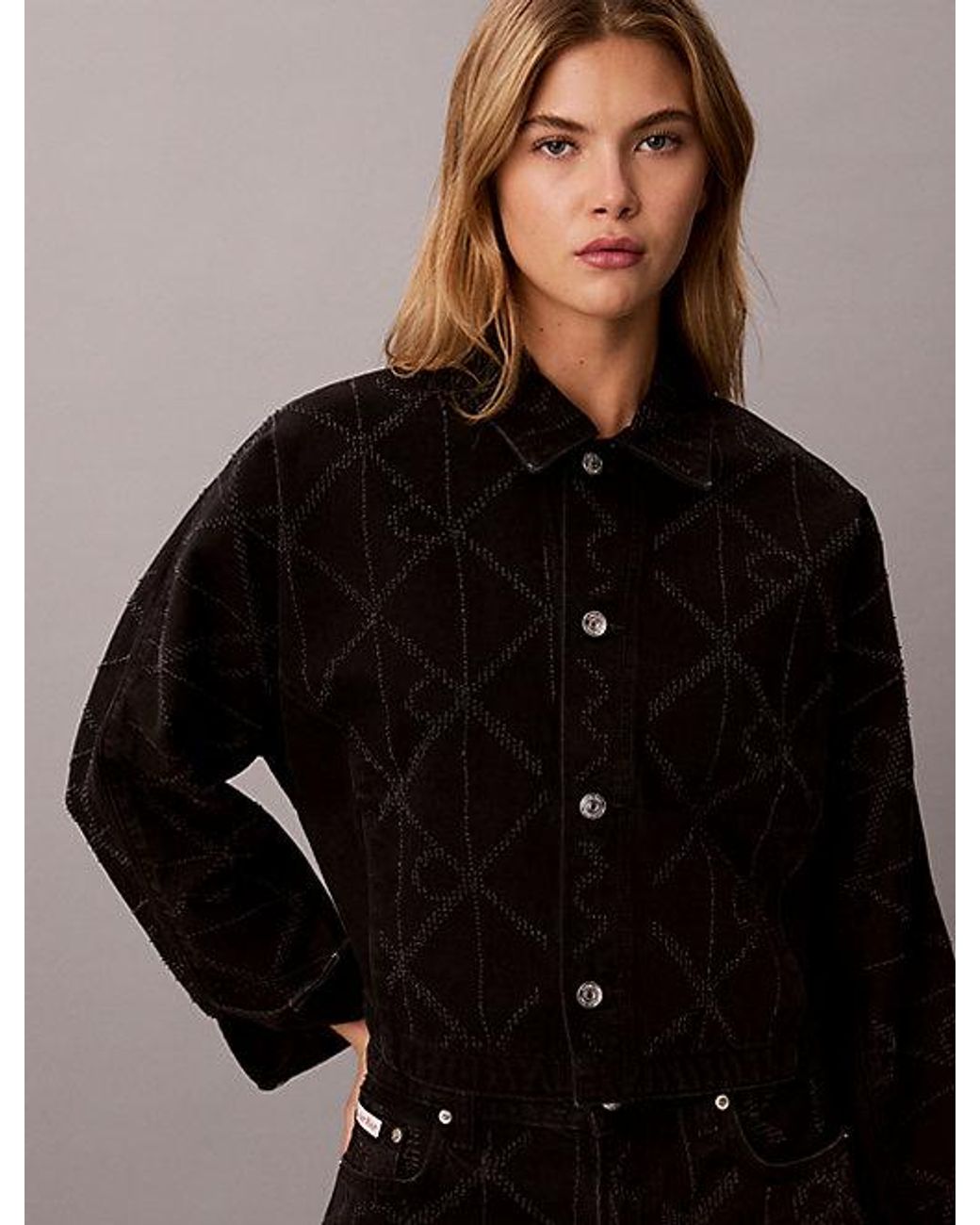 Calvin Klein Black Jeans All Over Logo Denim Jacket