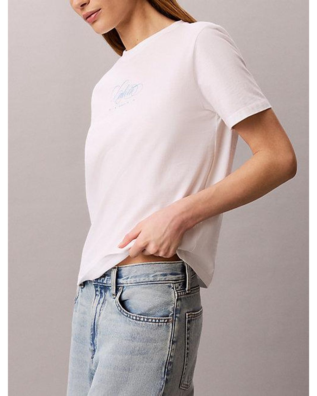 Calvin Klein White Jeans Logo Classic T-Shirt
