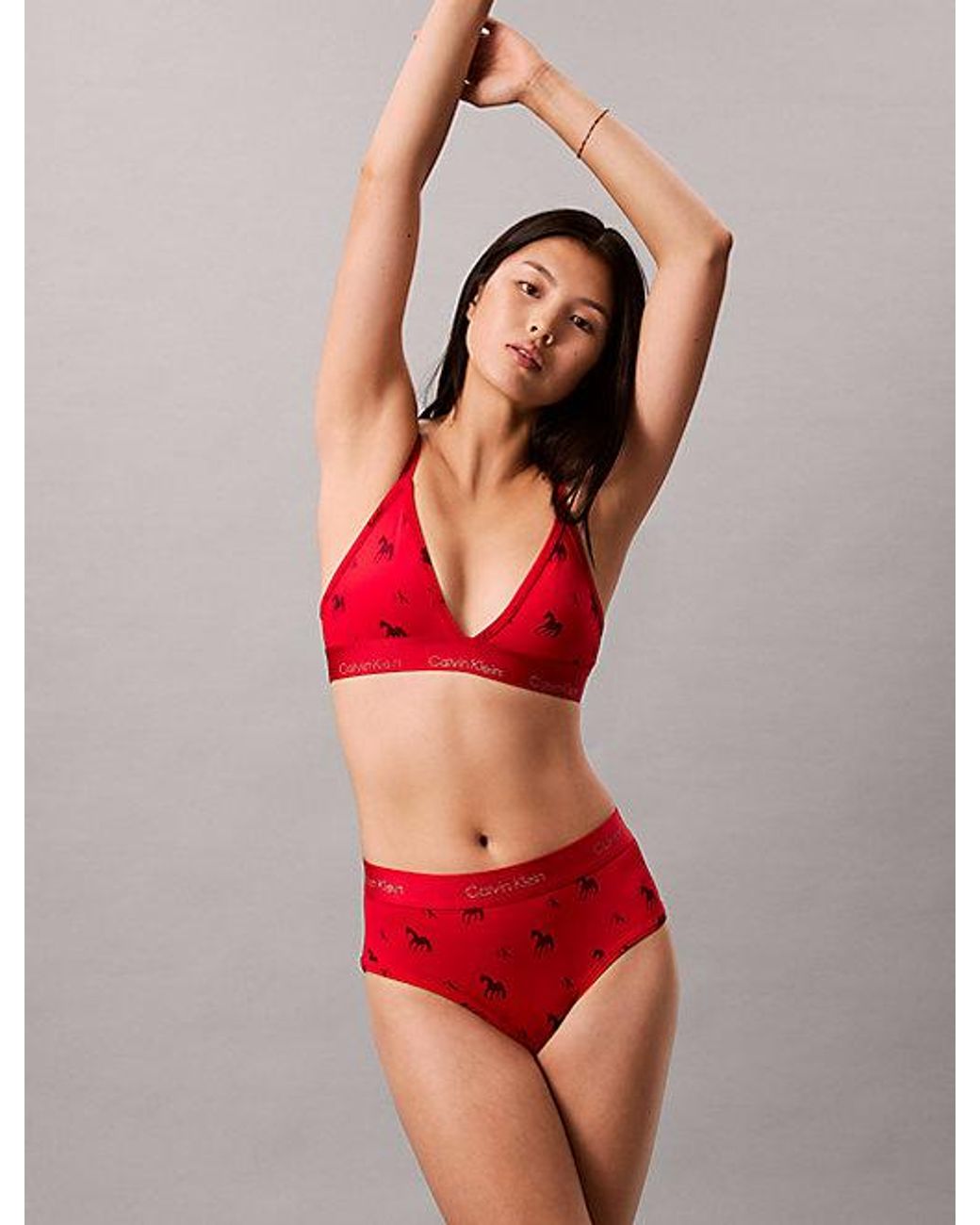 Calvin Klein Red Lightly Lined Triangle Bra Lunar New Year